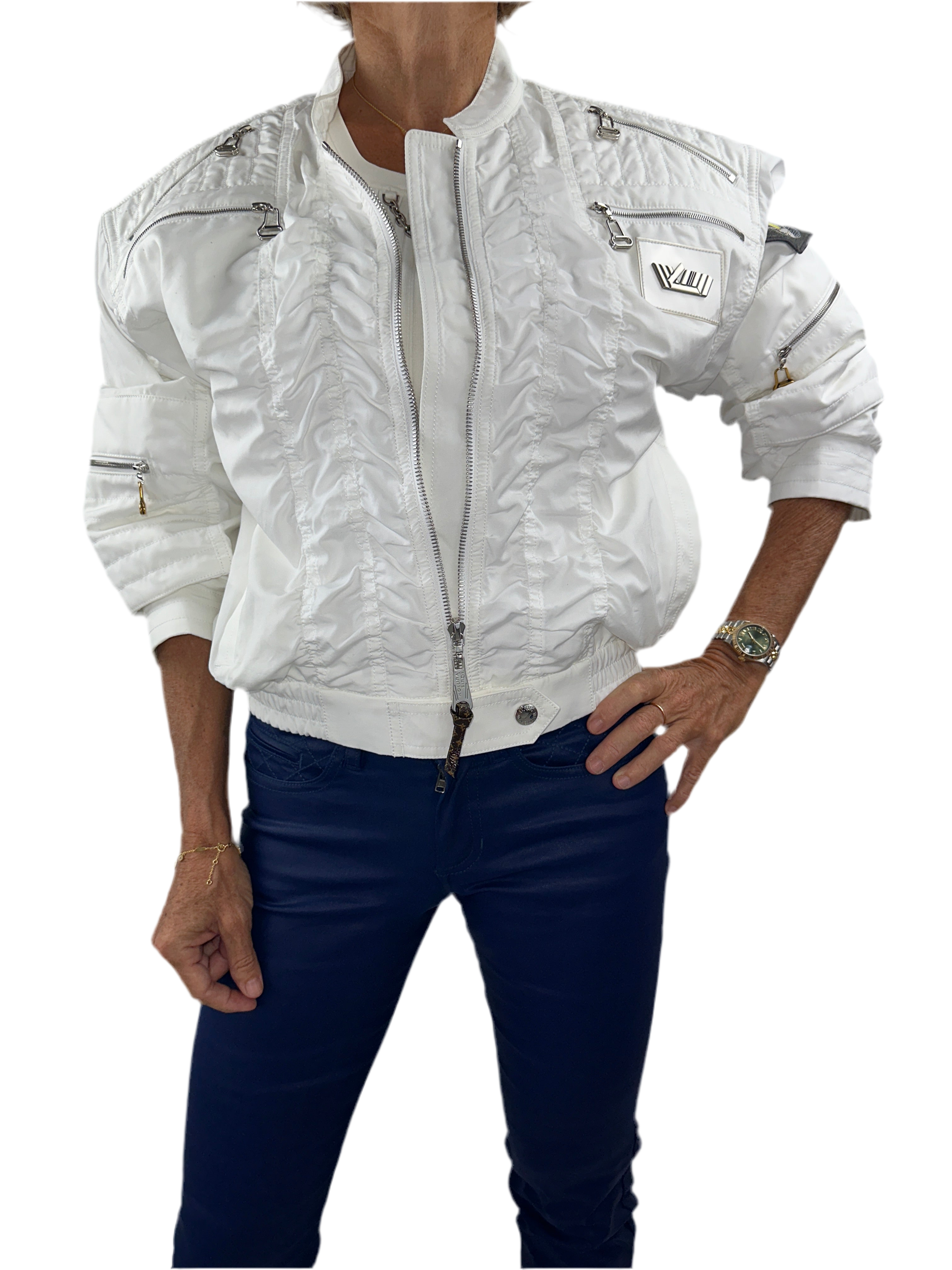 Louis Vuitton white bomber with silver zipper - size 36