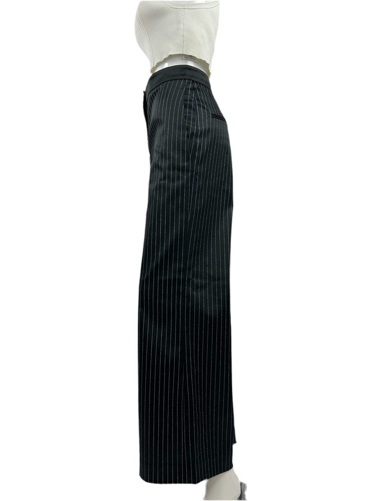 Chanel black pants with silver pailette stripes - size 36