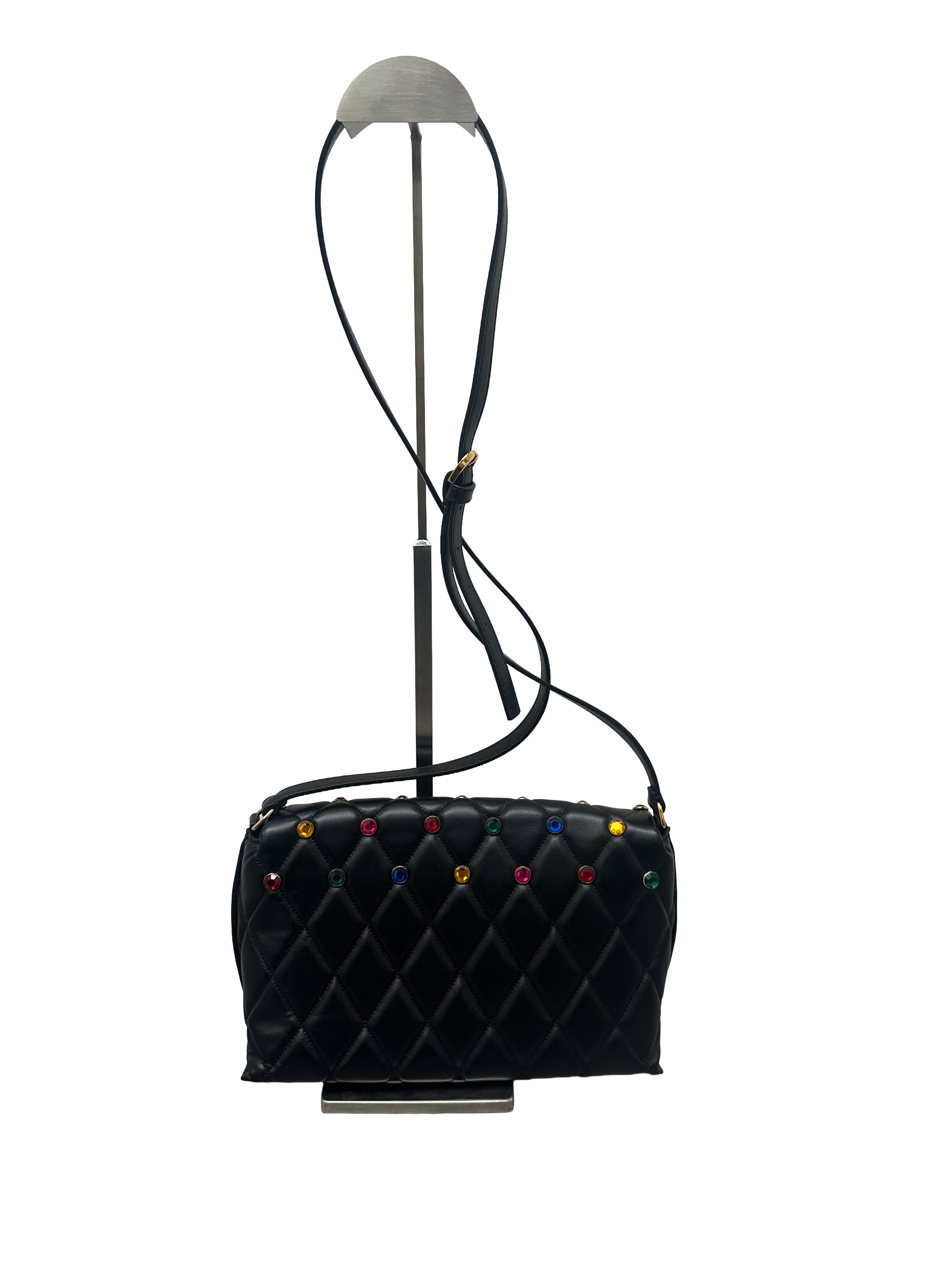 Escada quilted leather bag with multicolor crystals