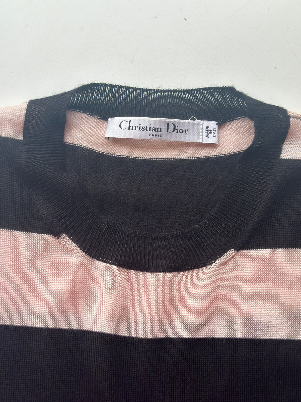 Dior pink and black striped sleeveless top - size 40