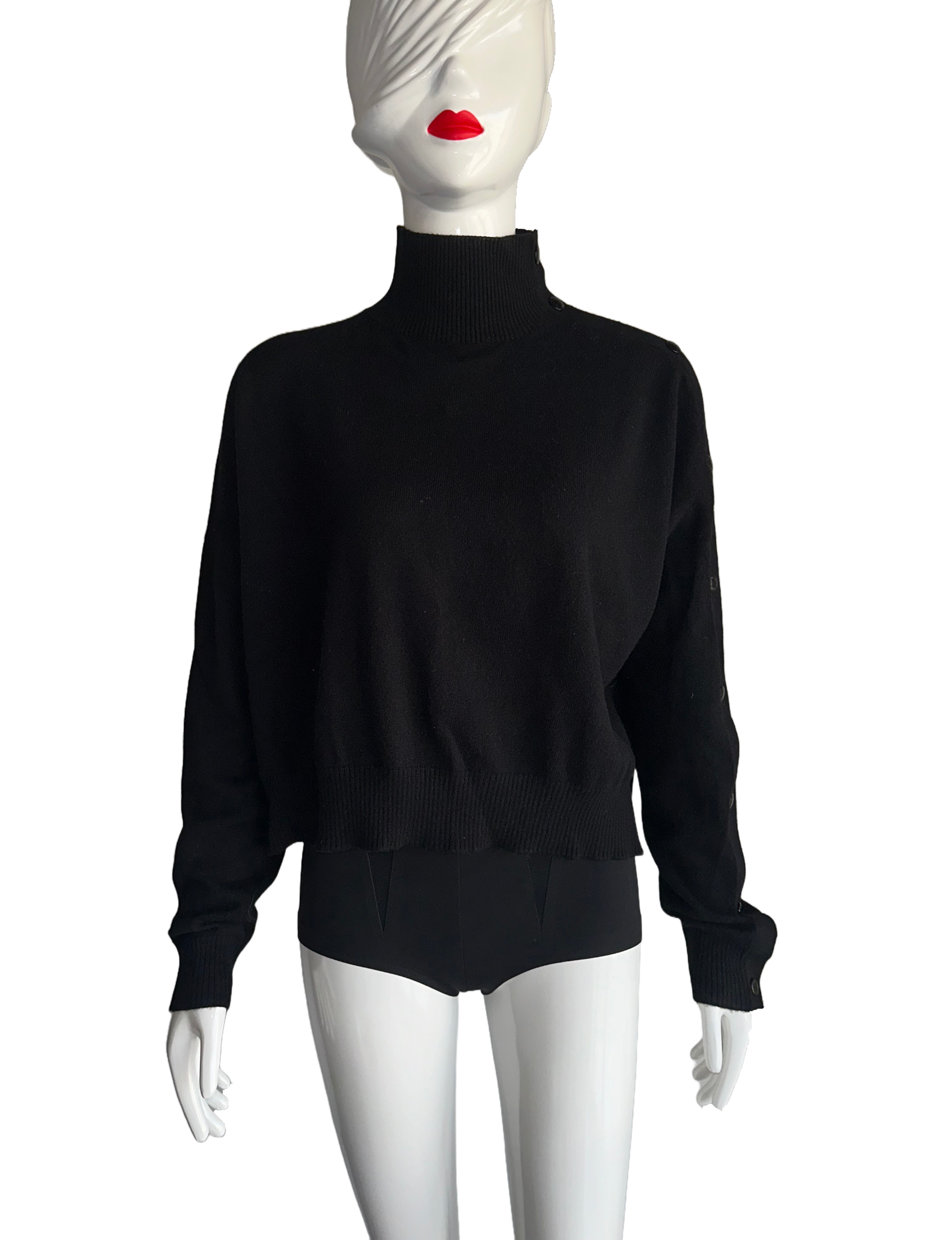 Louis Vuitton black turtleneck left shoulder button opening - size 34