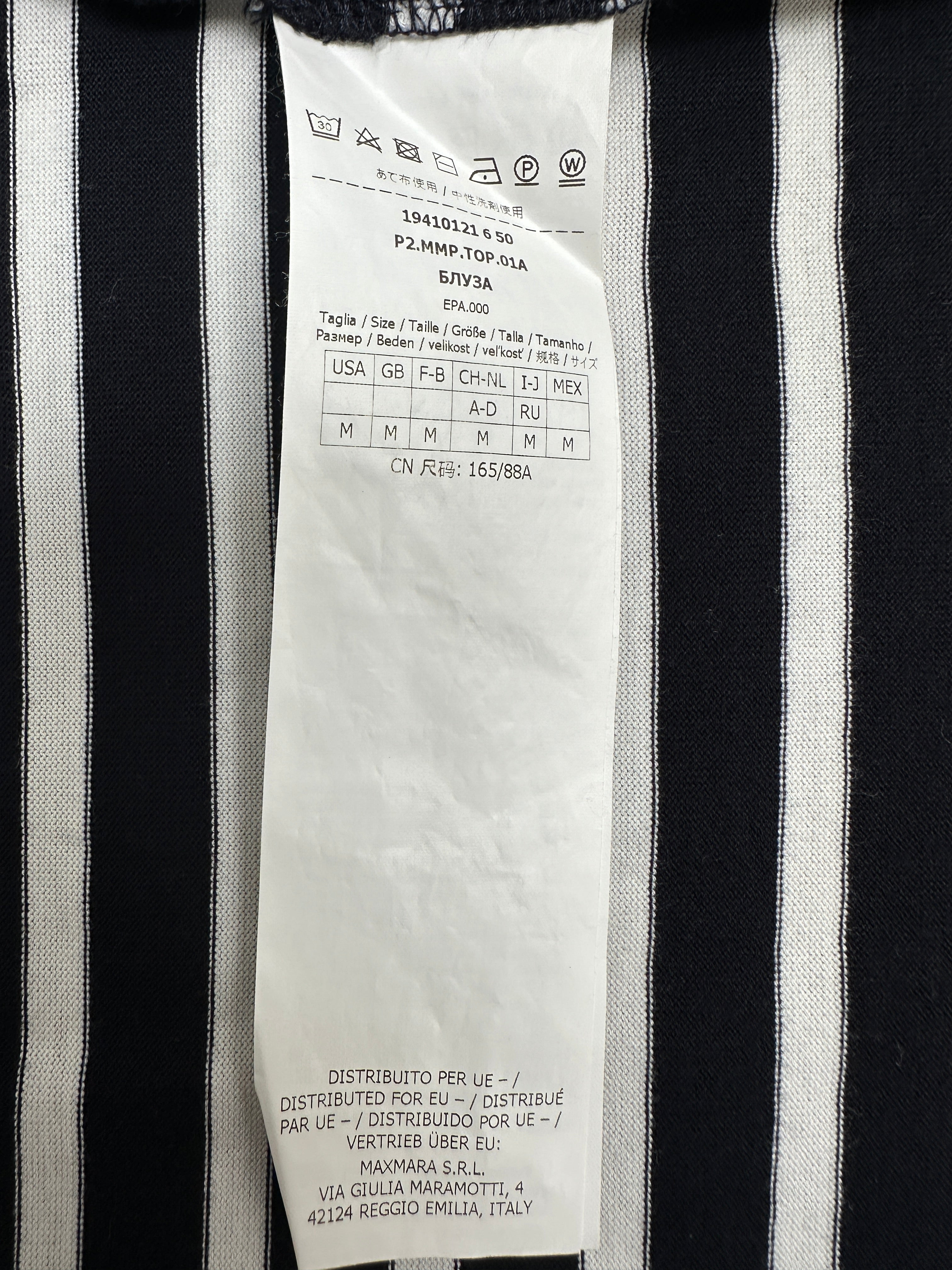 Max Mara navy & white striped cotton long sleeve top - size M
