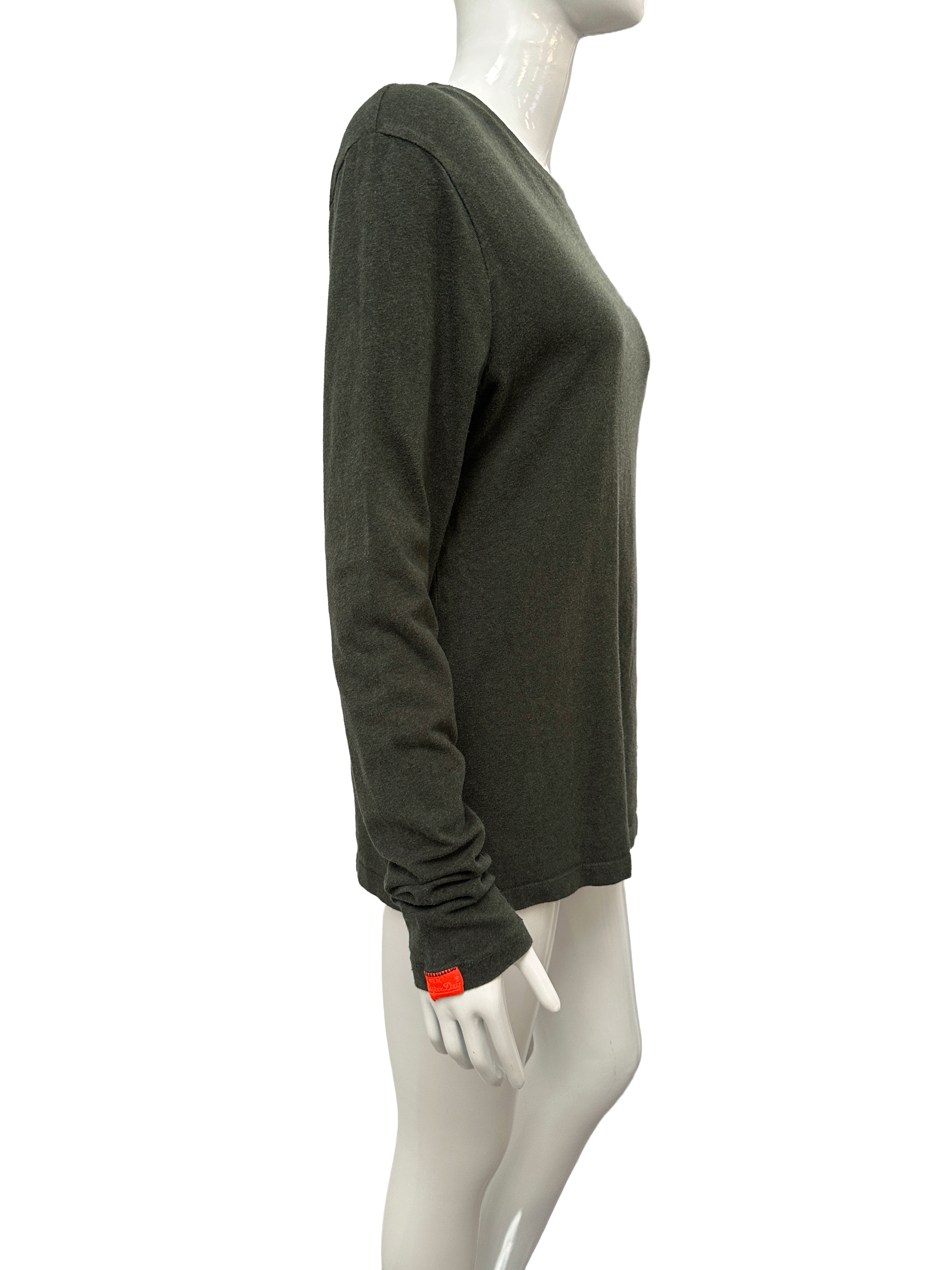 Superdry orange label khaki green long sleeves t-shirt - size M