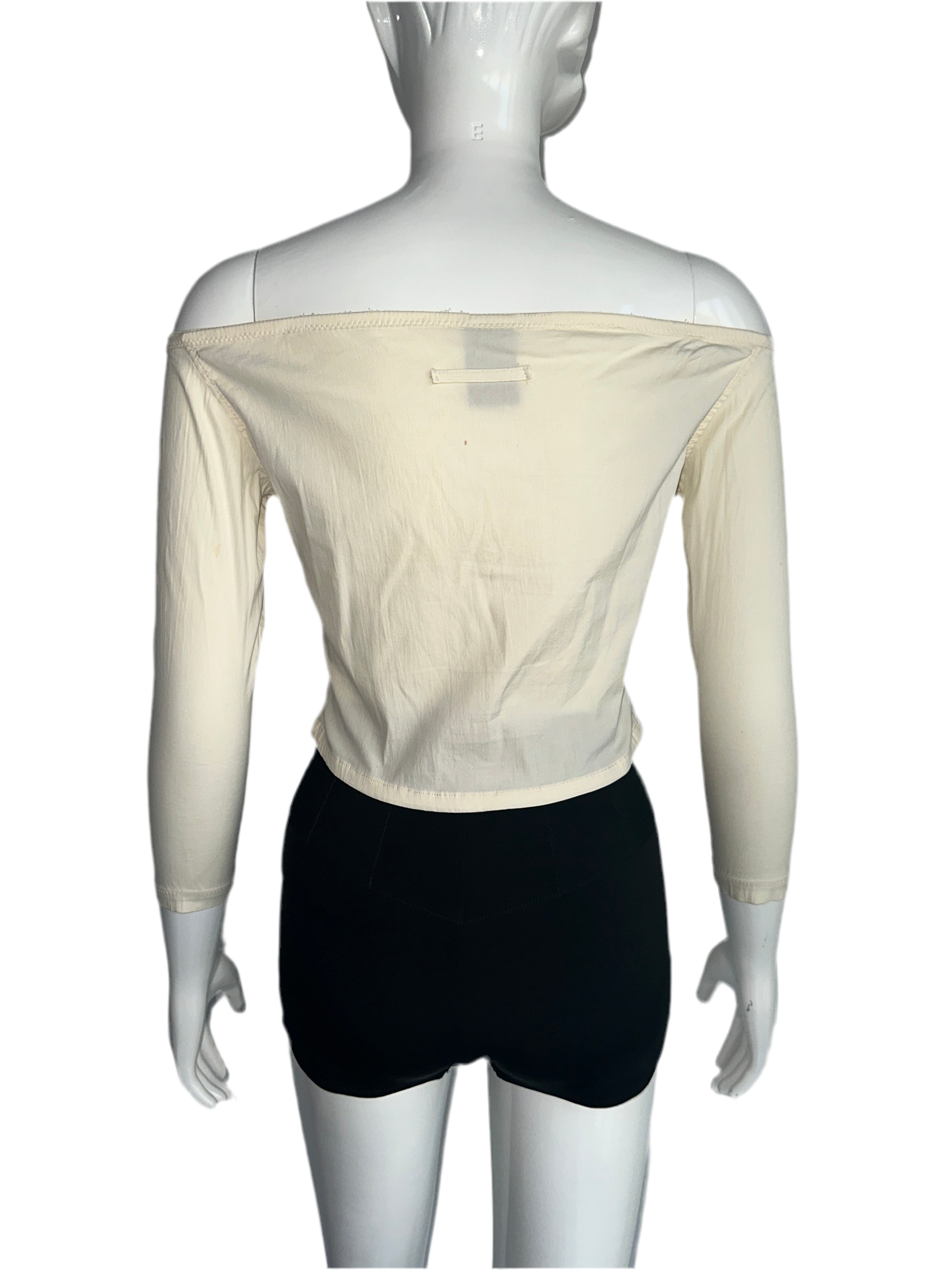 Jean Paul Gaultier tee shirt creme bare shoulders - size 42