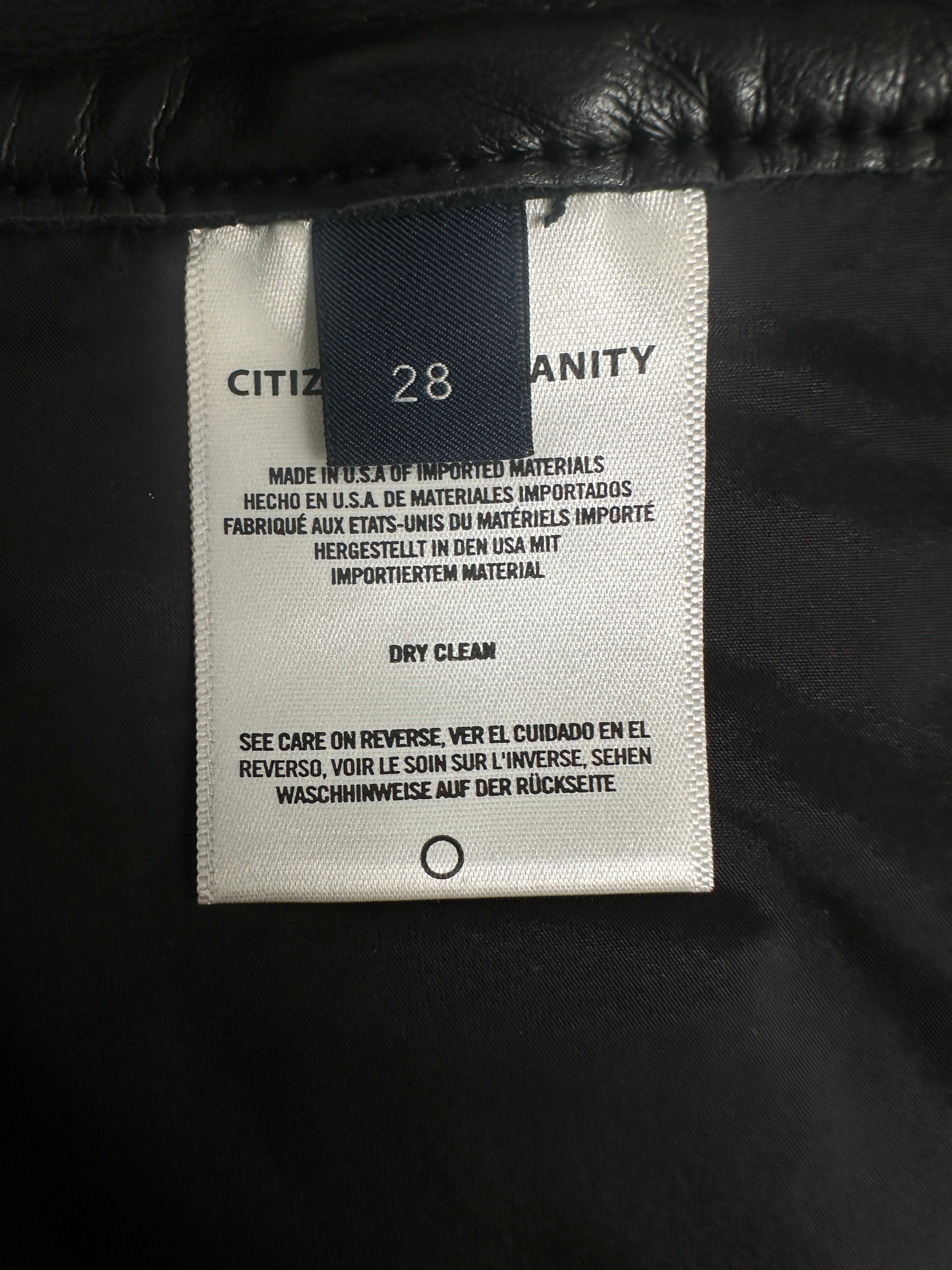 Citizens of Humanity Jolene black leather straight-leg pants - size 28
