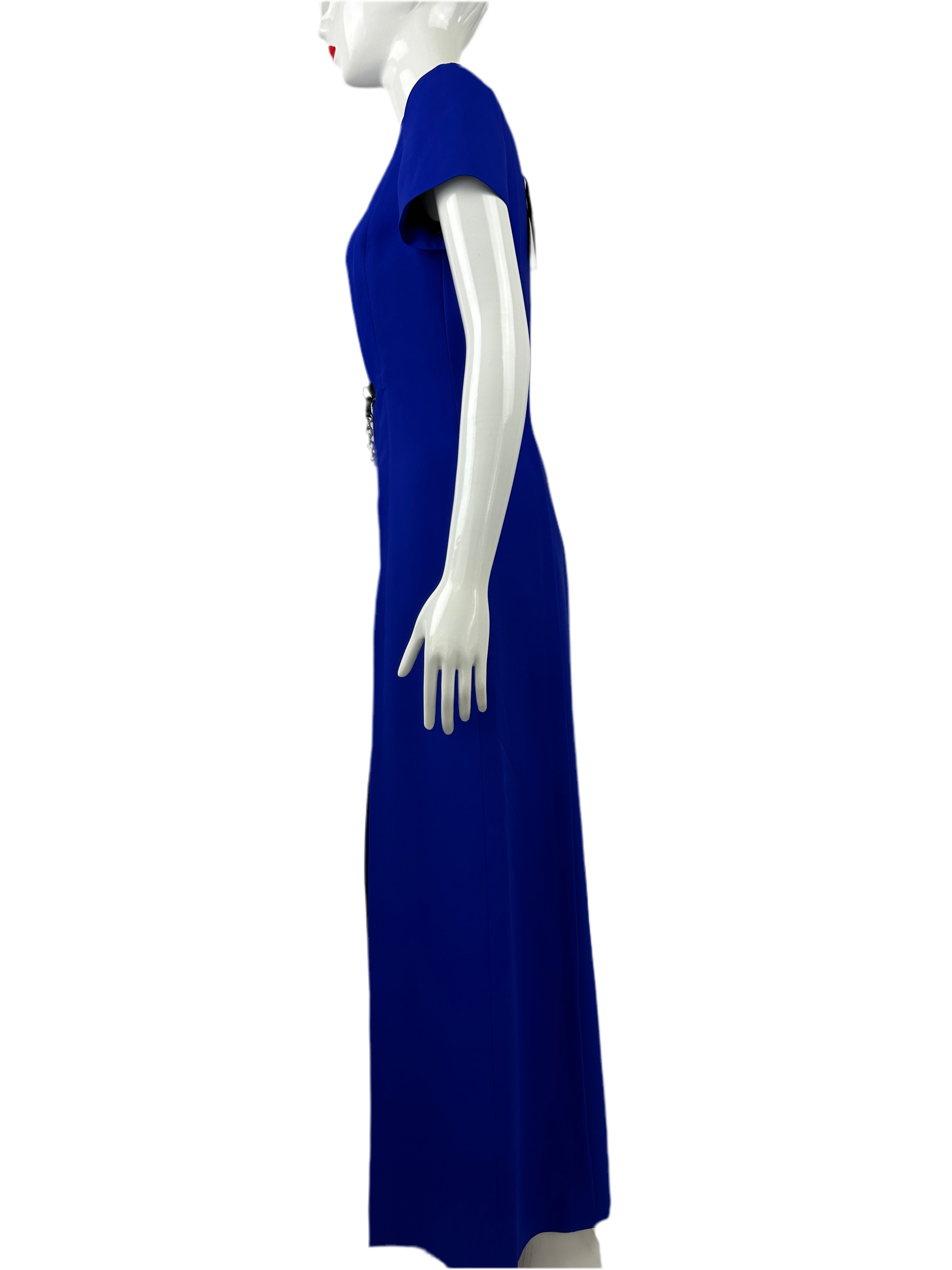 Louis vuitton long blue dress with front waist chain - size 36