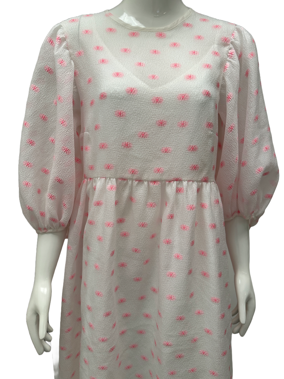Cecilie Bahnsen Karmen white dress with pink flowers - size 38