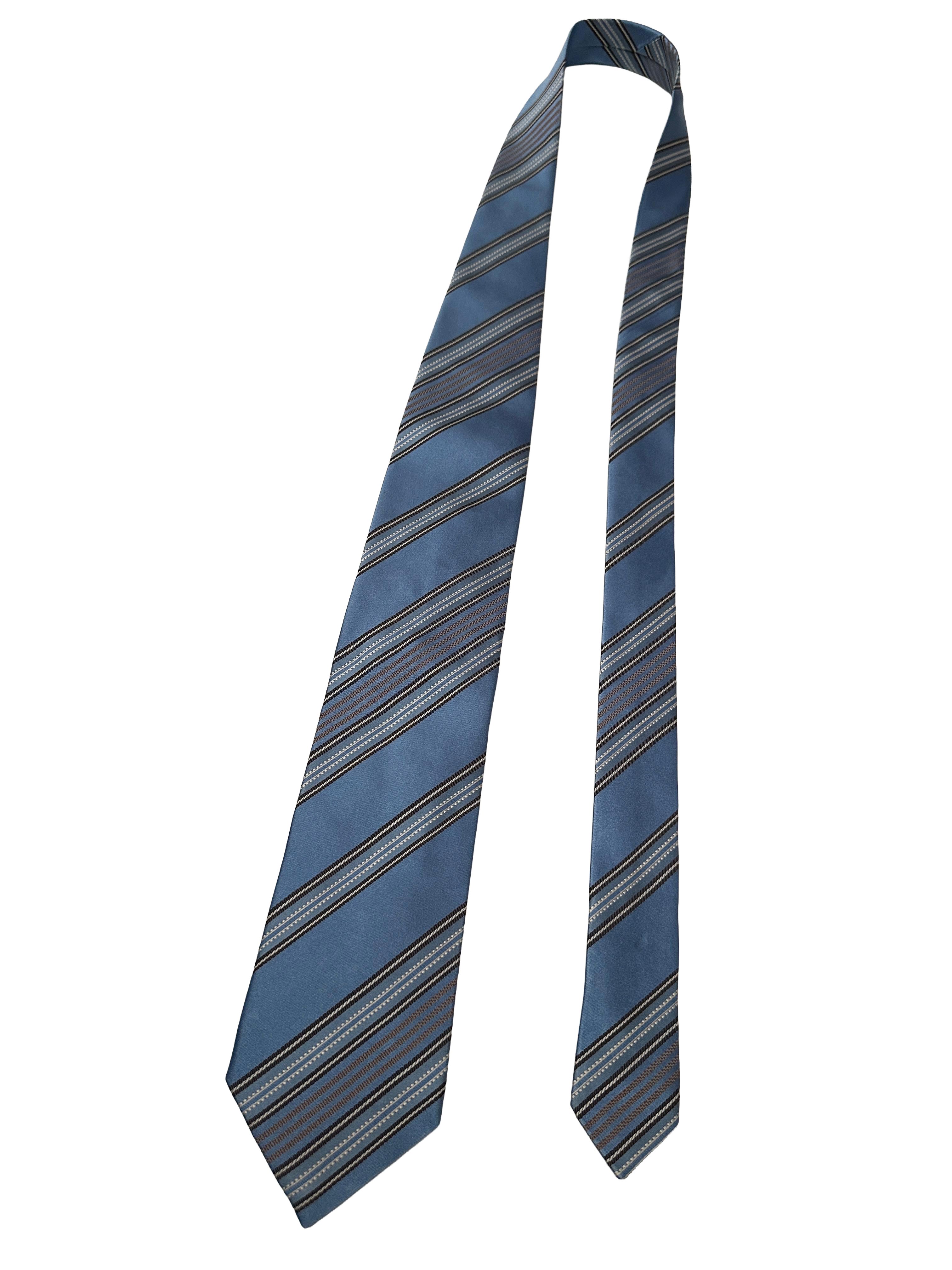 Ermenegildo Zegna silk tie (light blue & brown stripes)