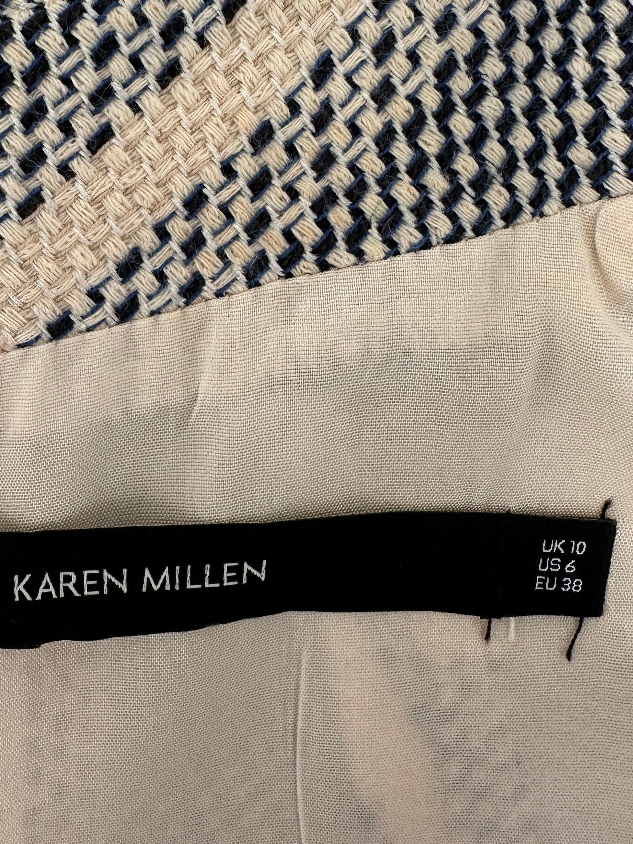 Karen Millen blue and white textured dress - size 38