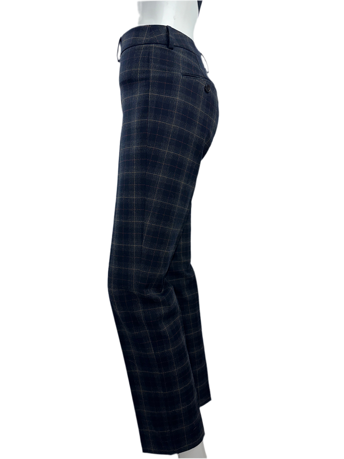 Weekend by Max Mara navy pants with grey checks and white lines - size 34