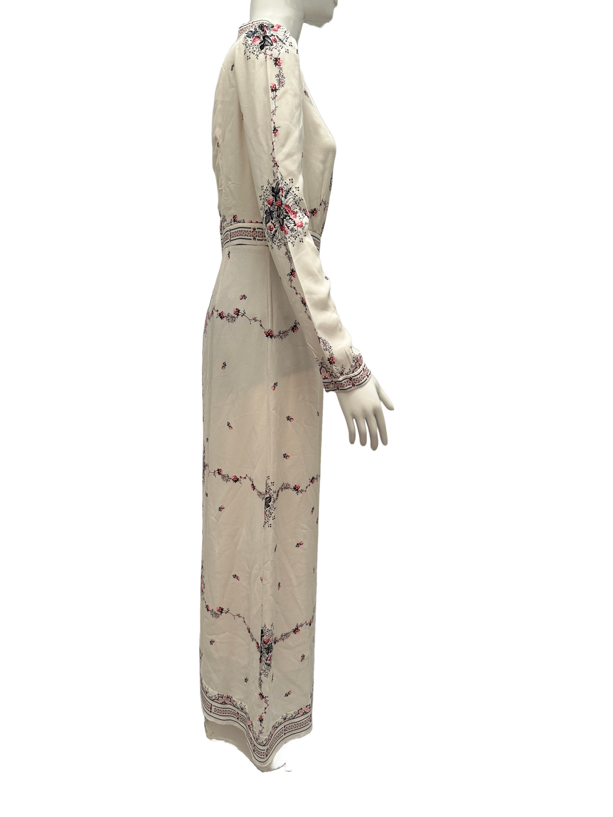 Vilshenko off-white dress with pink and grey motif - size 40