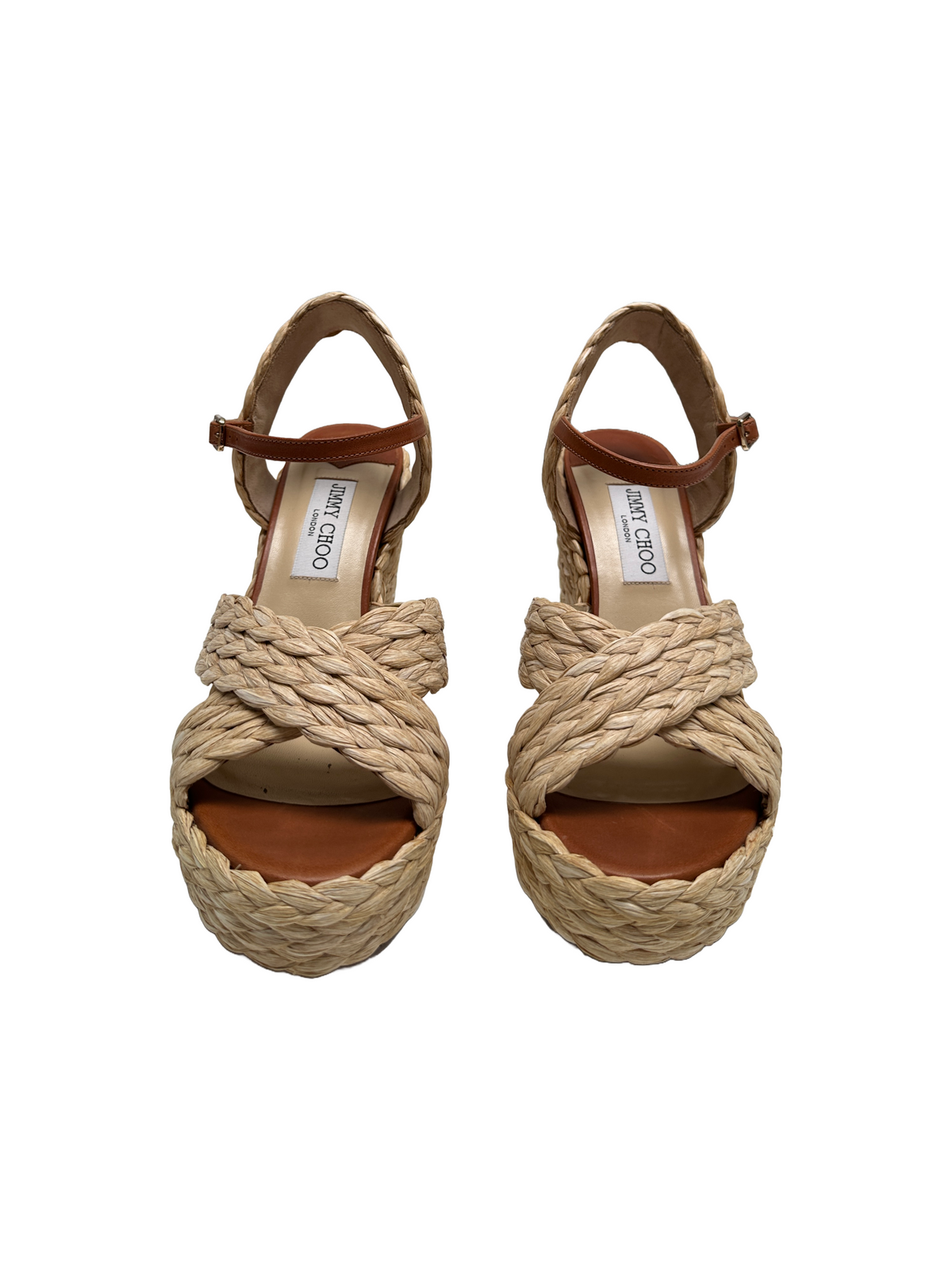 Jimmy Choo Dellena 100 raffia wedges - size 38.5