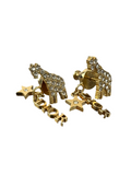 Cristal Diorable Giraffe Logo Earrings Gold