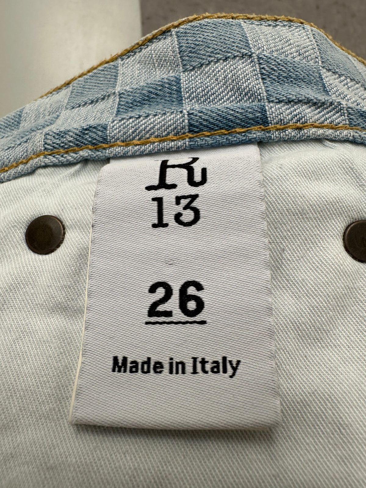 R13 checkered denim pants - size 26