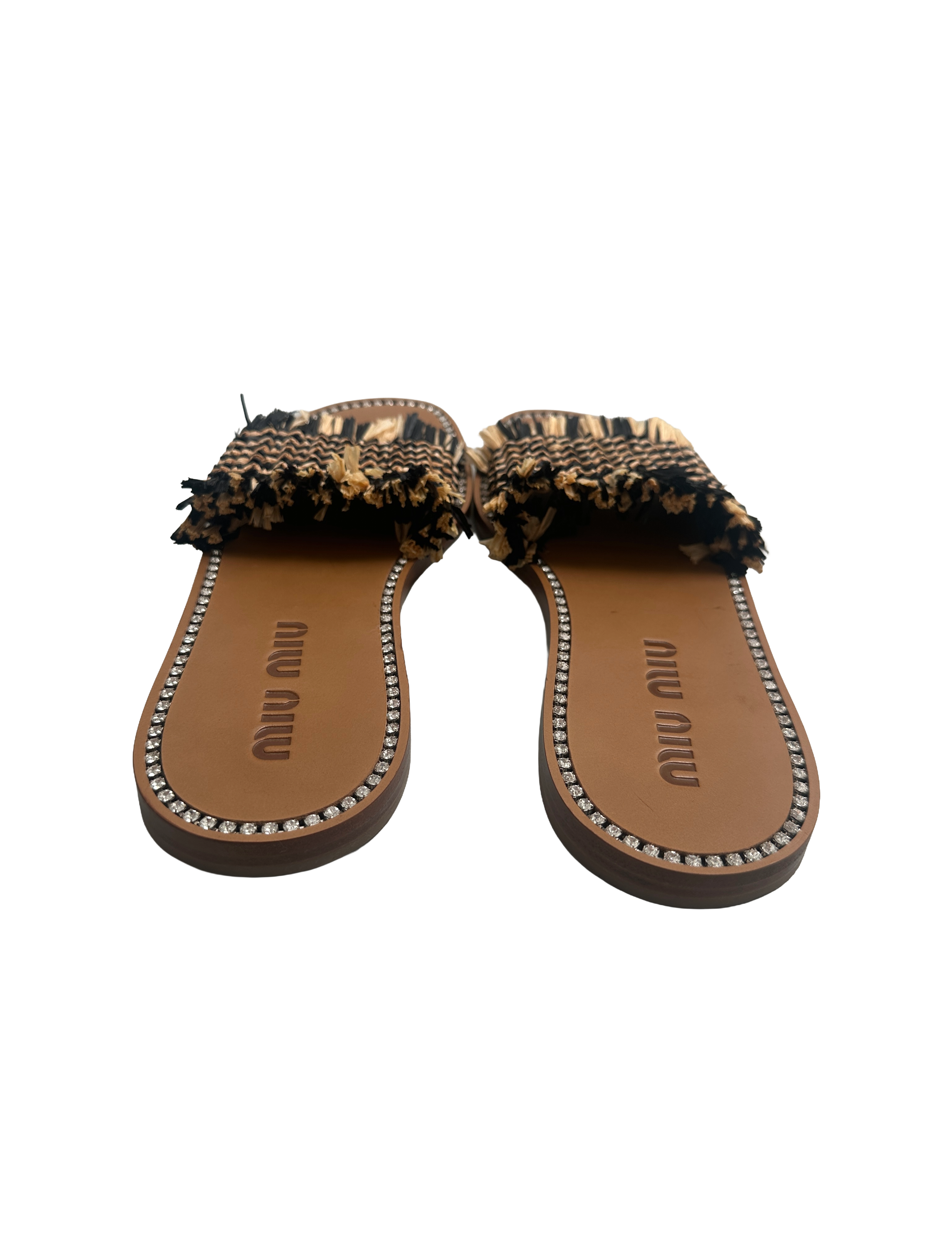 Miu Miu raphia embellish crystal slip - size 39