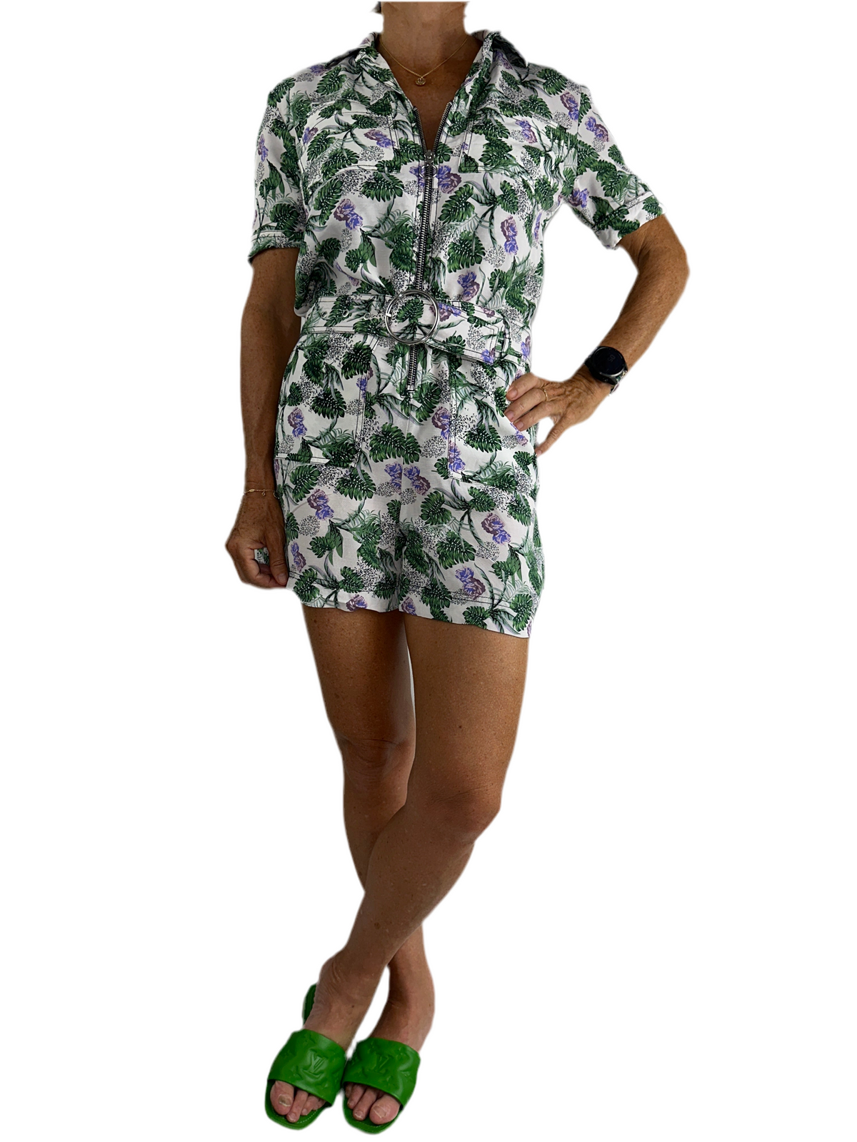 Maje short jumpsuit with floral motif - size 34