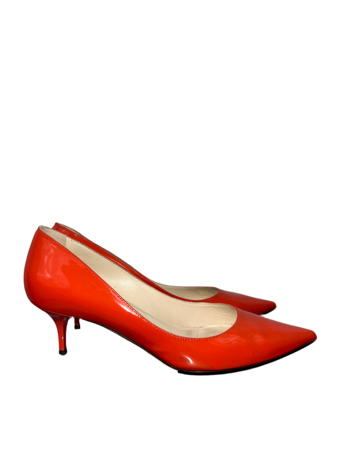 Jimmy Choo orange patent point toe pump heels shoes - size 36
