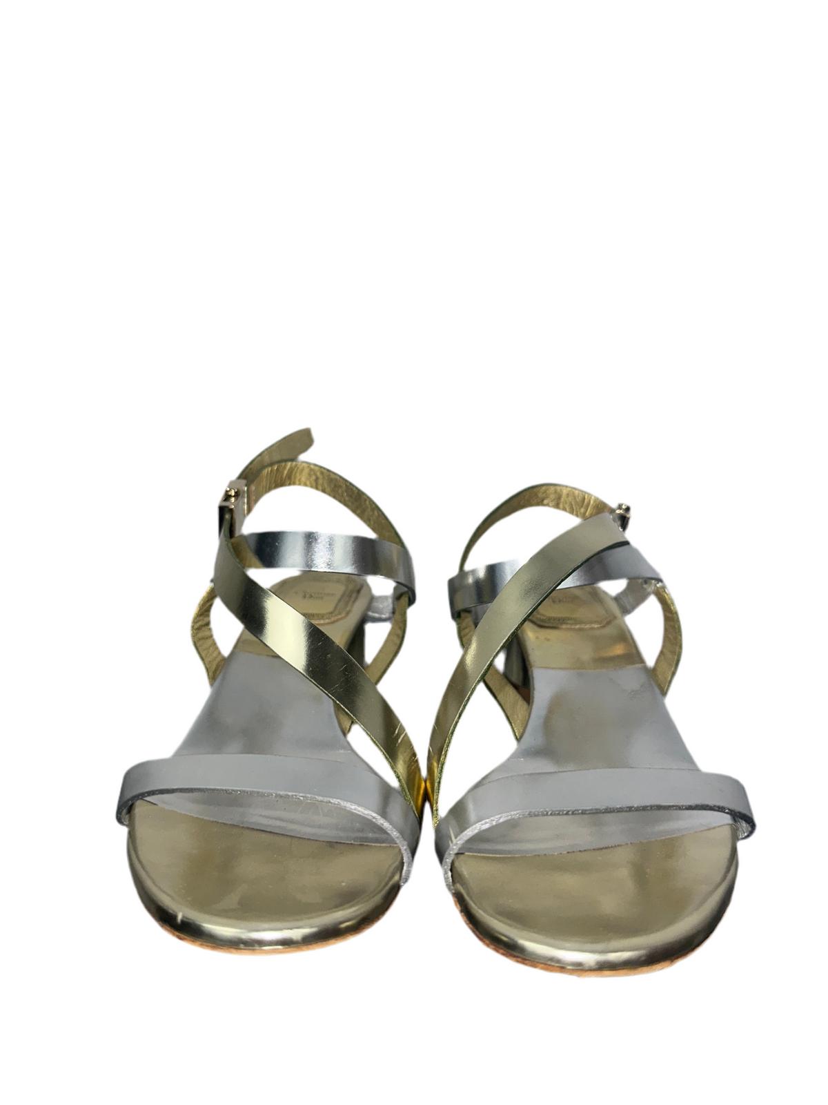 Dior gold & silver metallic leather sandals - size 36