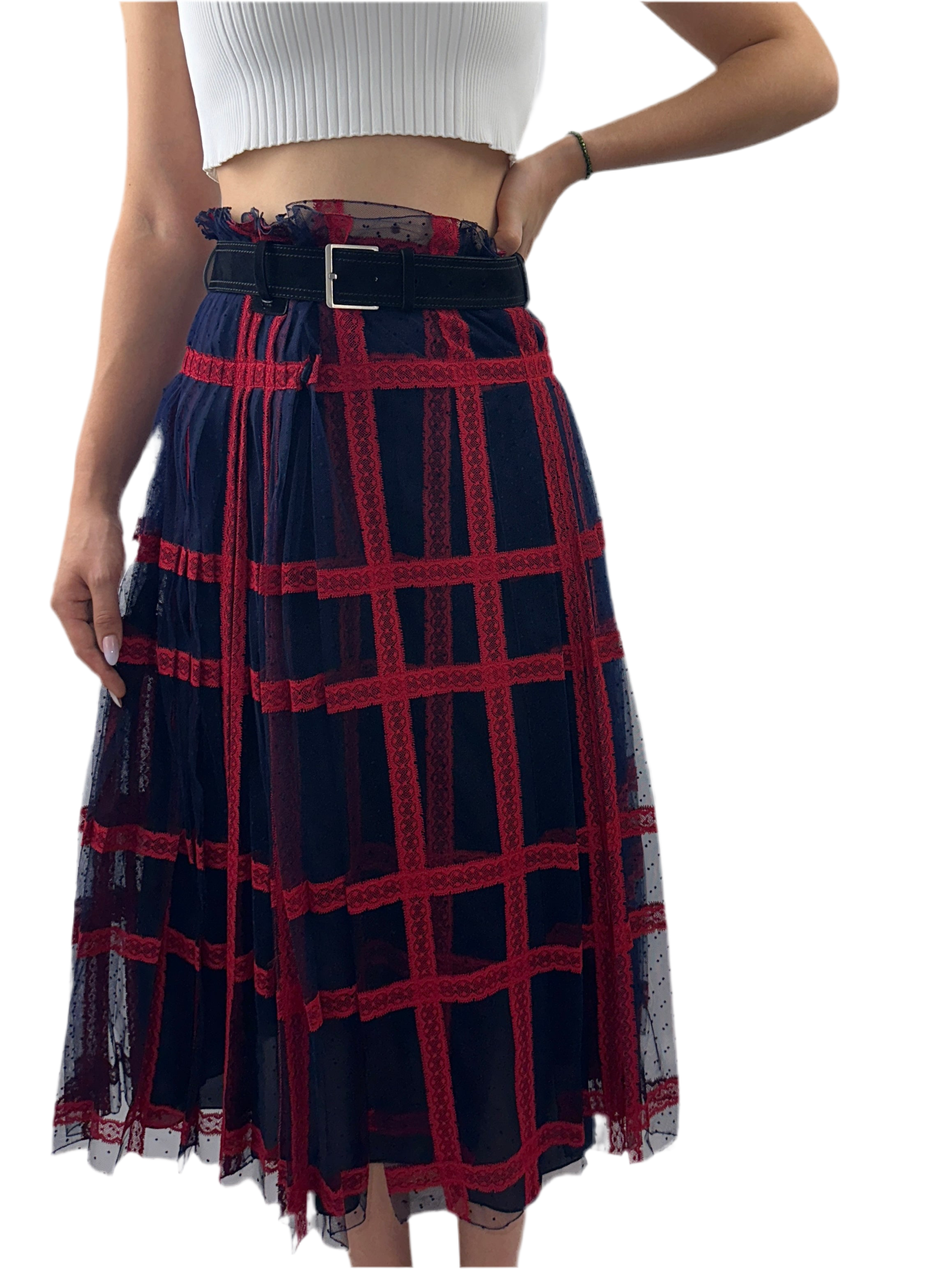 Dior blue and red plaid skirt - size 34