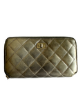 Chanel 2.55 zipped wallet in quilted metallic leather