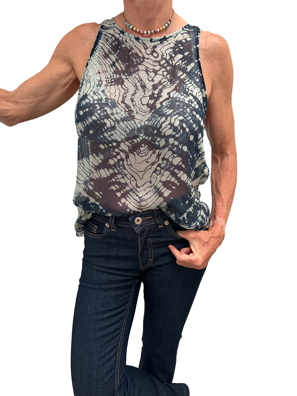 Raquel Allegra grey and blue tank top- size 36