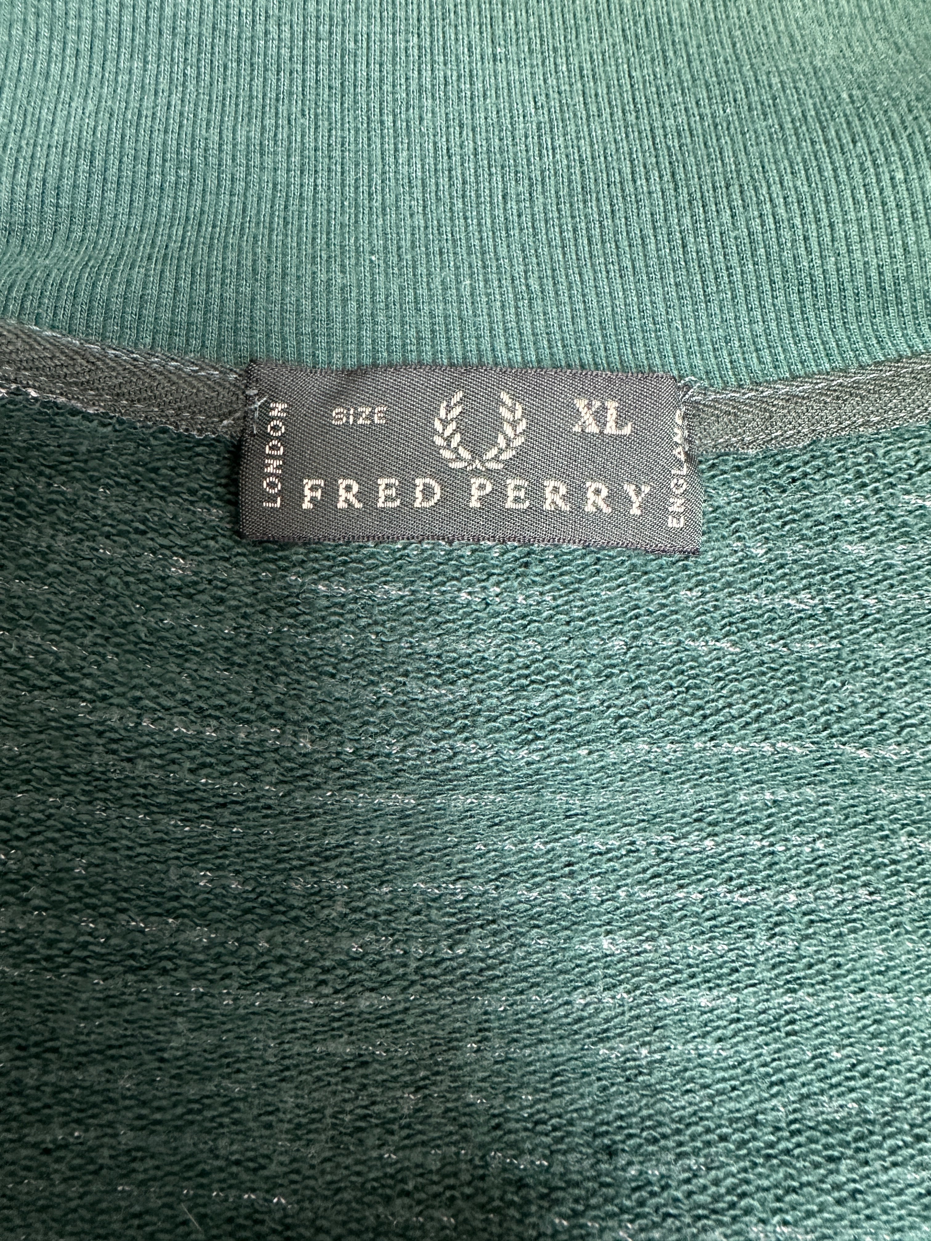 Fred Perry green stiped zip sweatshirt - size XL