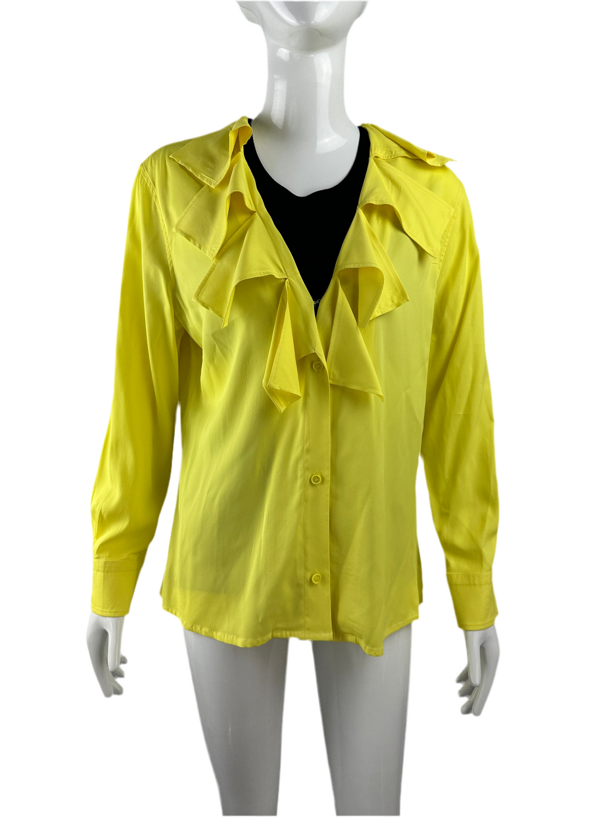 Bottega Veneta Yellow shirt in stretch viscose with rouches - size 44IT