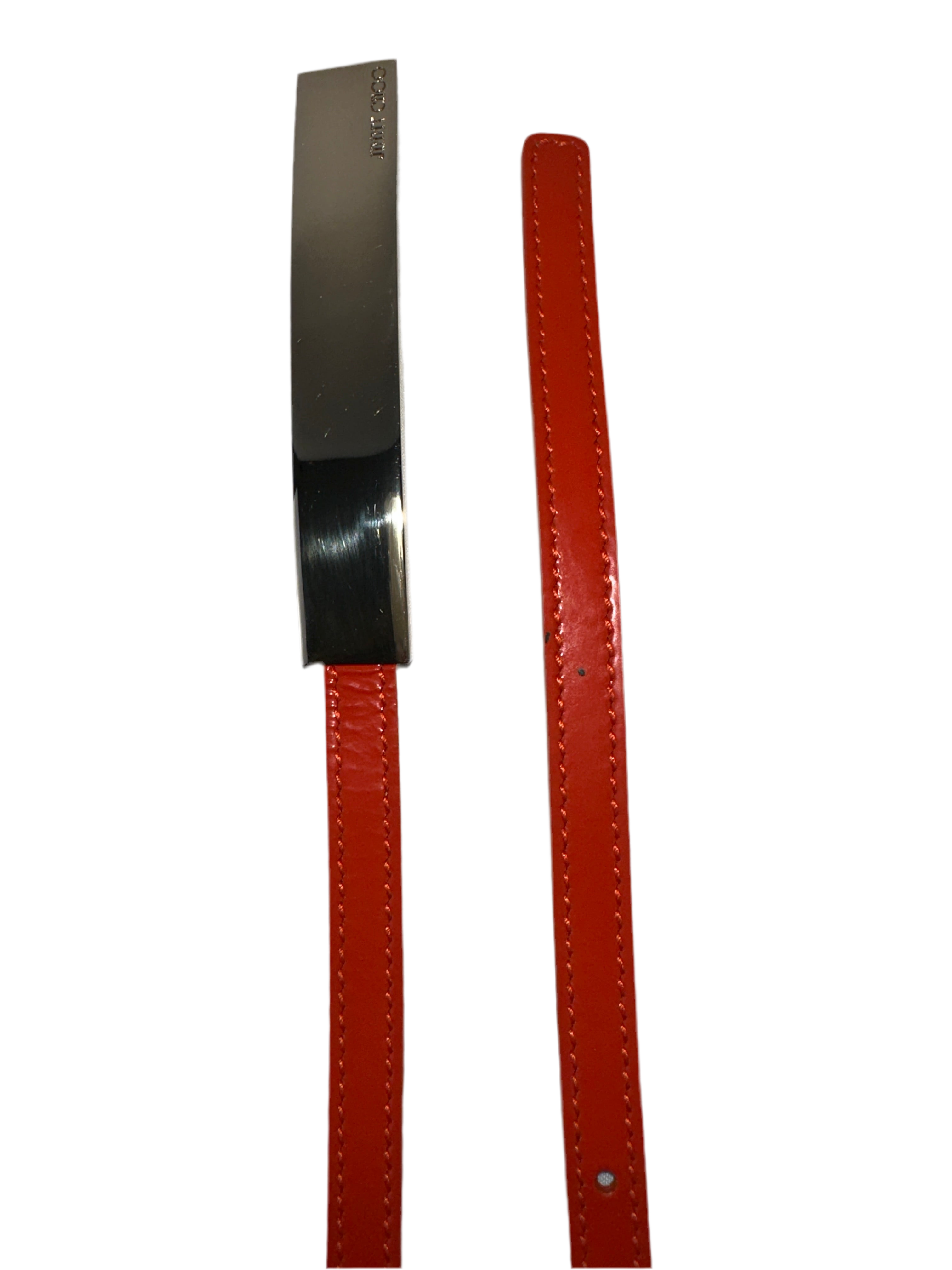 Jimmy Choo slim orange belt with gold buckle