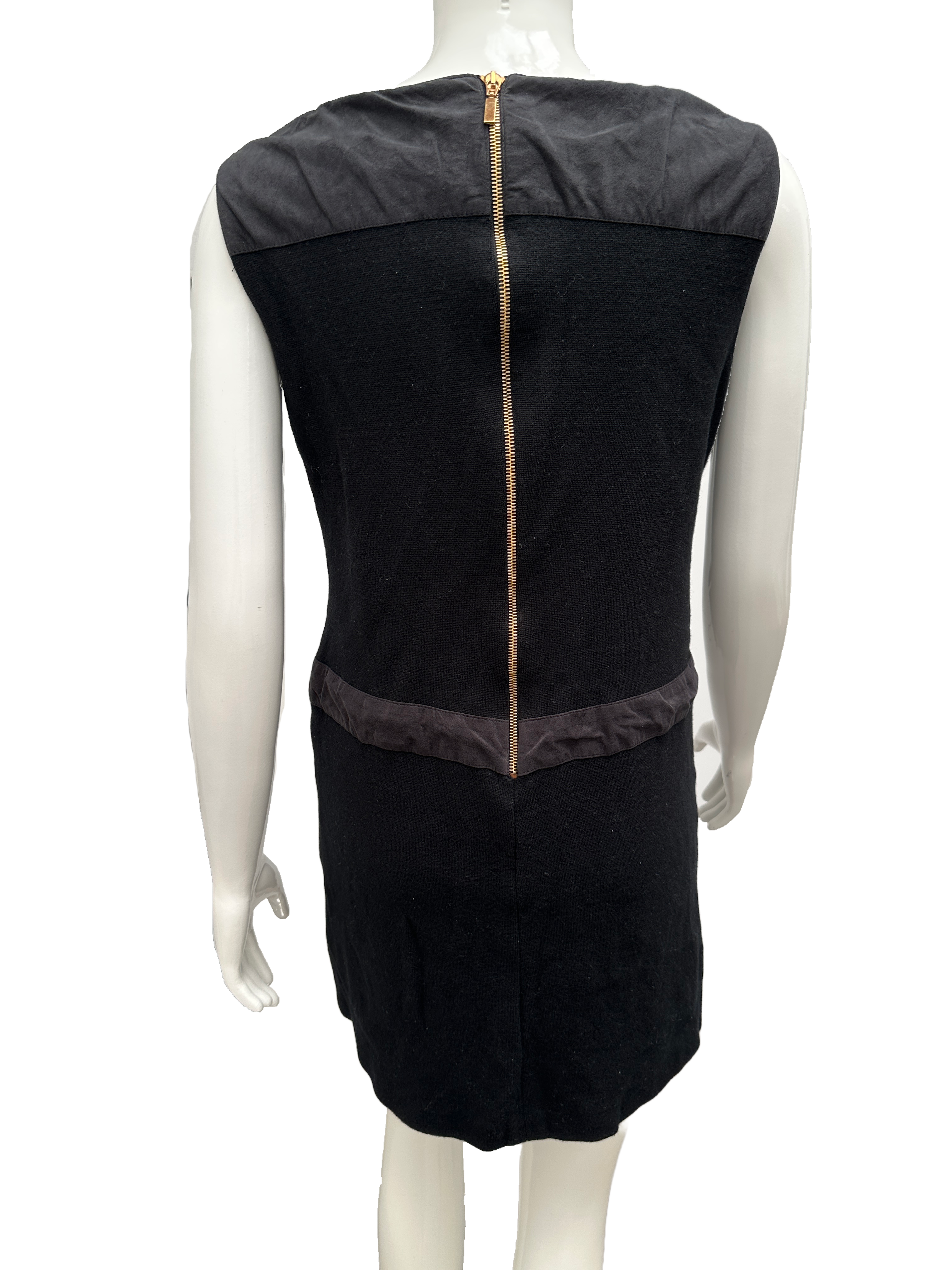 Luisa Spagnoli black dress with gold pocket detail - size 42