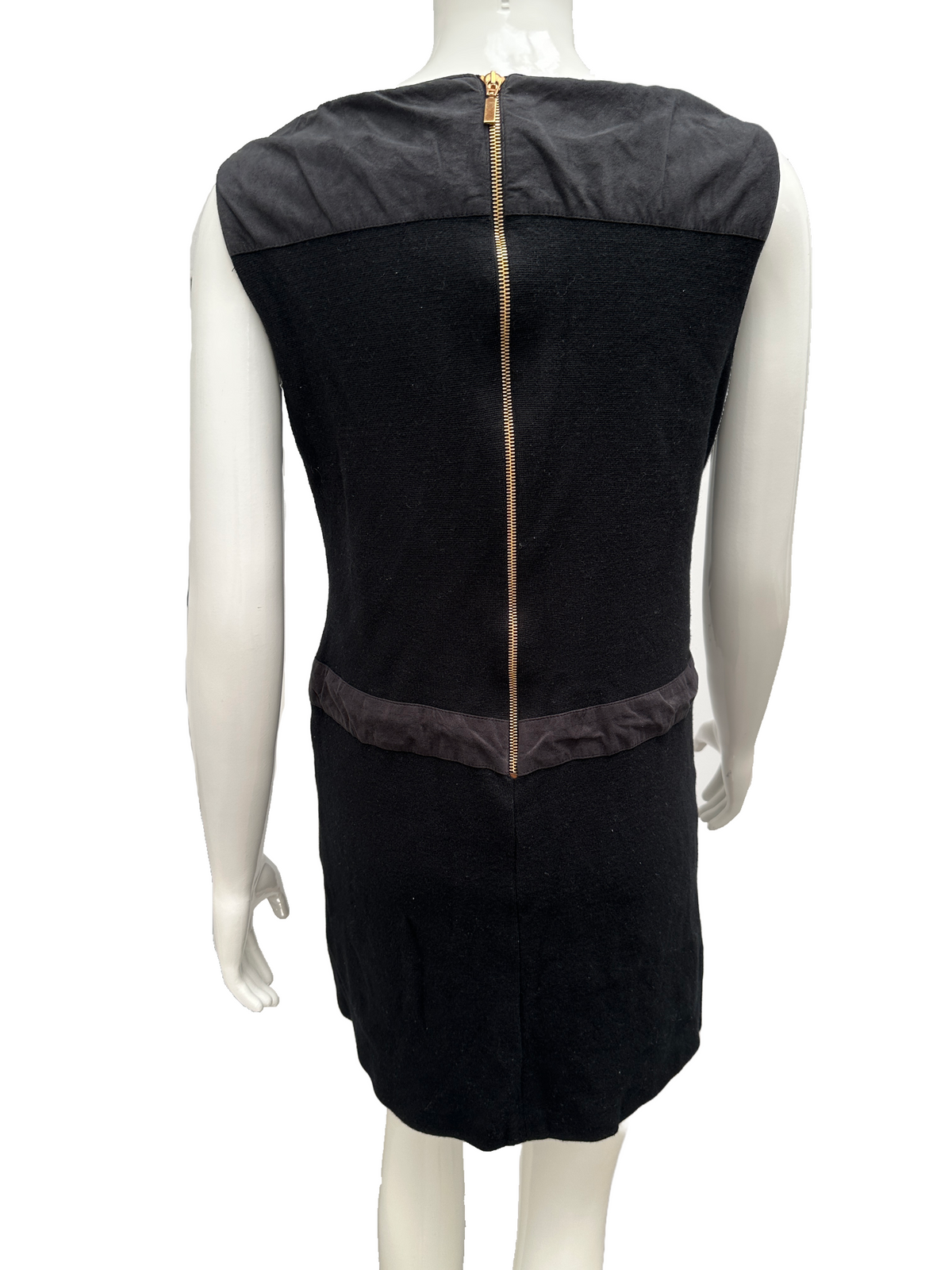Luisa Spagnoli black dress with gold pocket detail - size 42