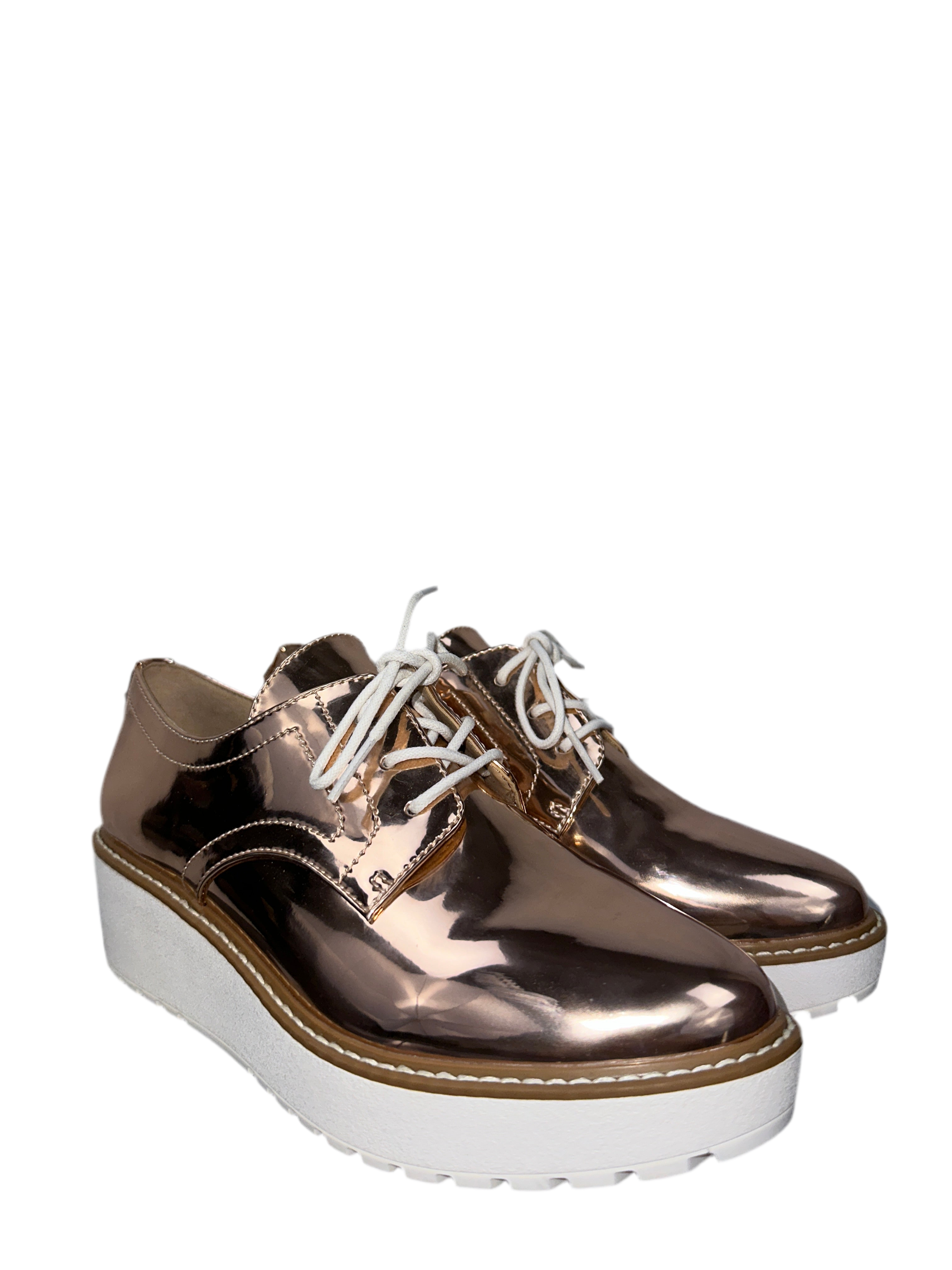 DKNY rose gold derbies with laces and white sole - size 37.5