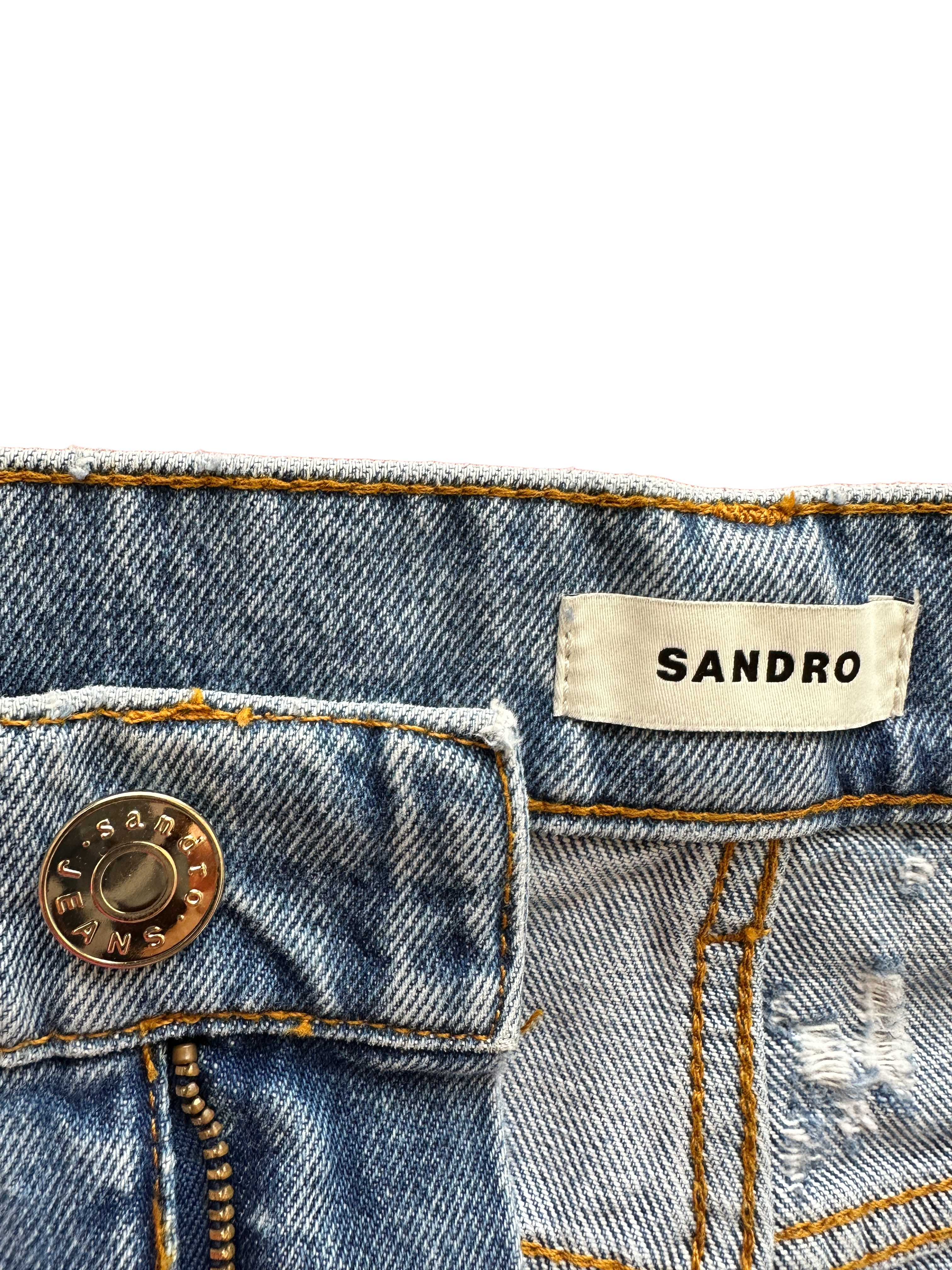 Sandro Ripped Blue Jean with belt - size 36