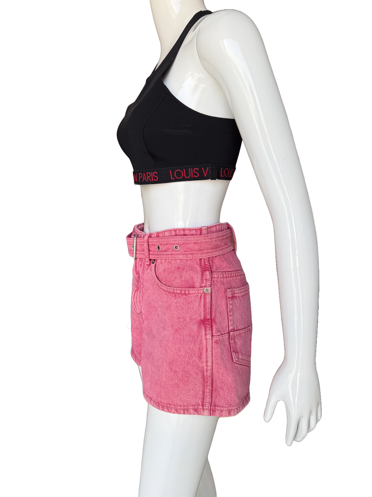 Dior pink belted denim shorts - size 34