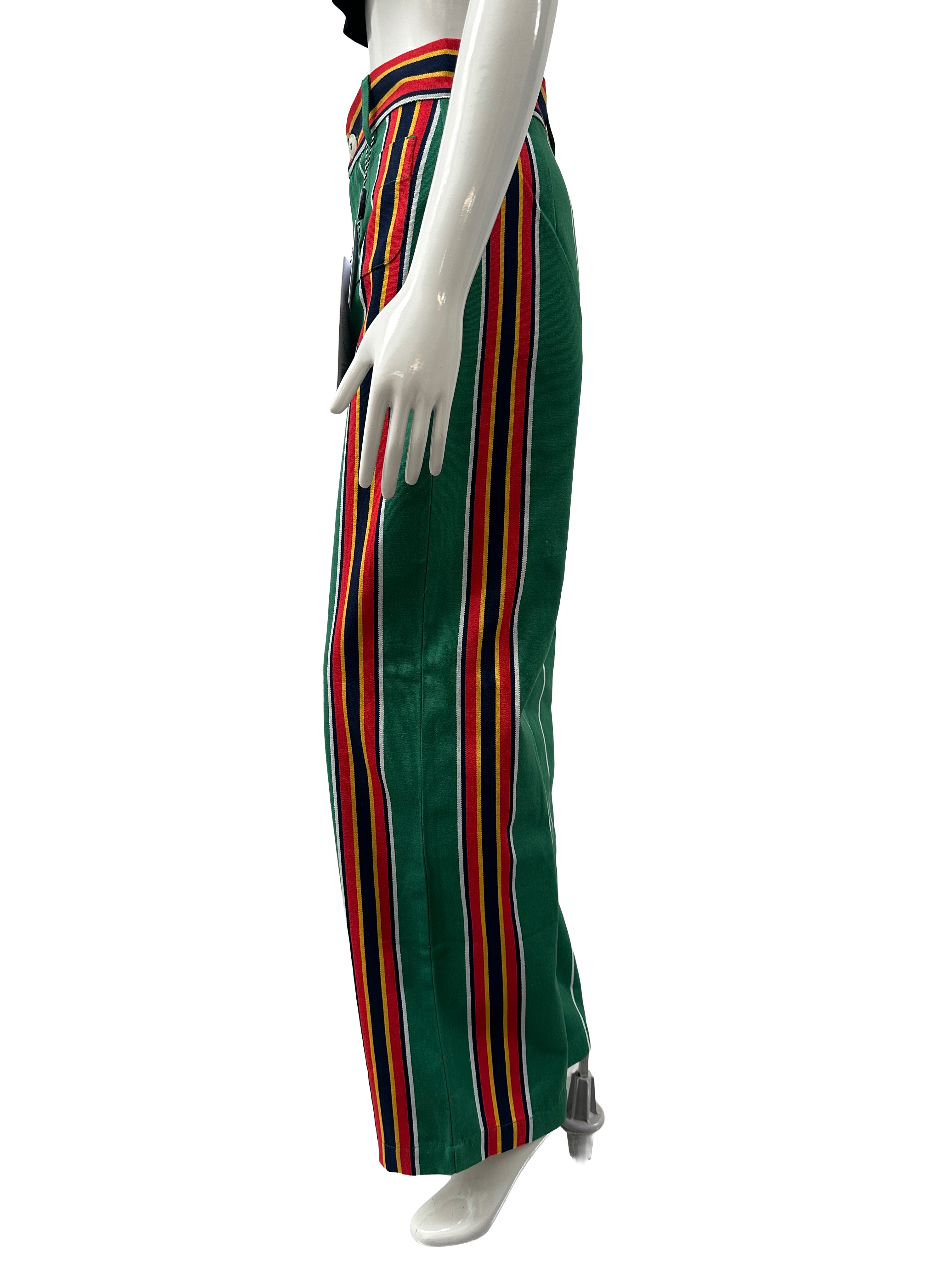 La Veste green pippi style multicolor striped cotton pants - size M