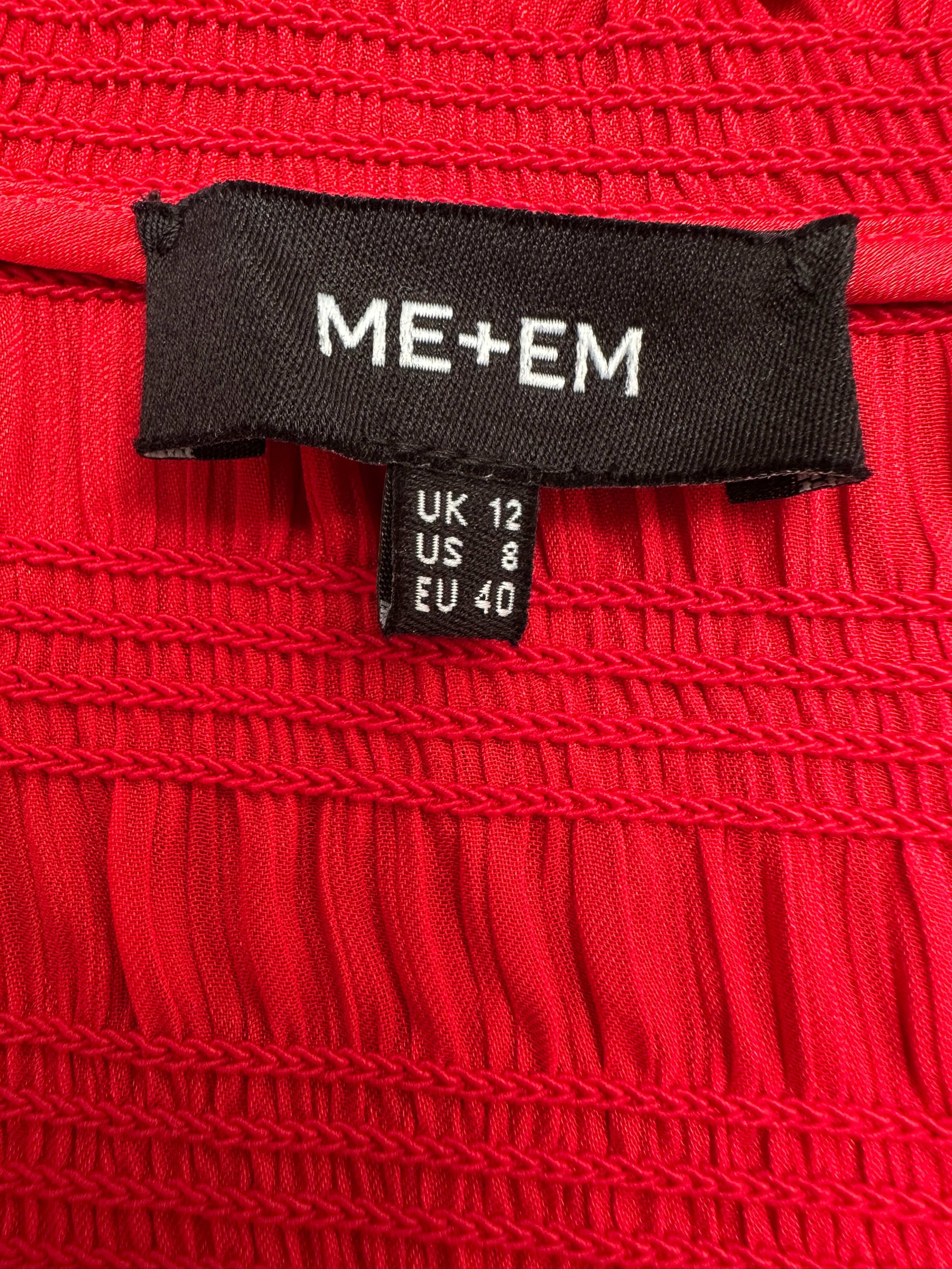 ME+EM red smocked high neck blouse - size 40