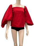 Rosie Assoulin red top with puffed sleeves - size 36