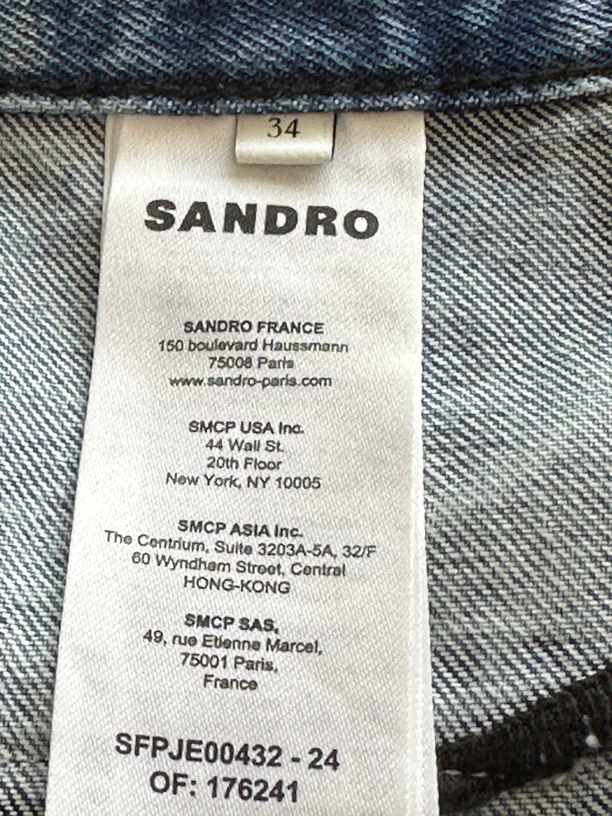 Sandro Black and Blue jean	- size 34