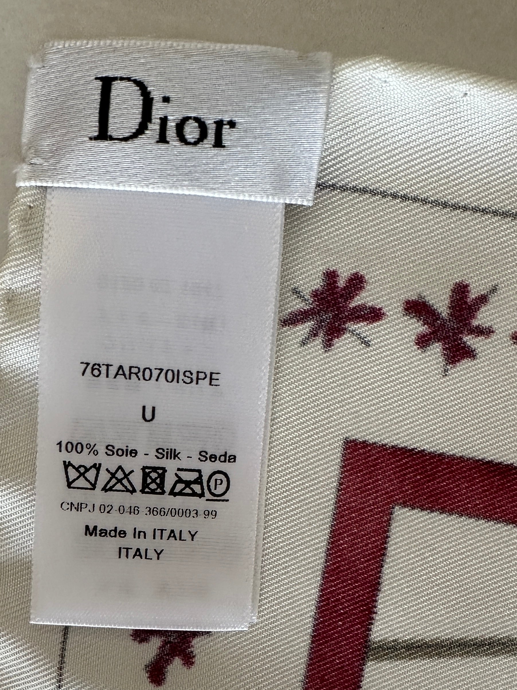 Dior silk square scarf with sun and multiple patterns