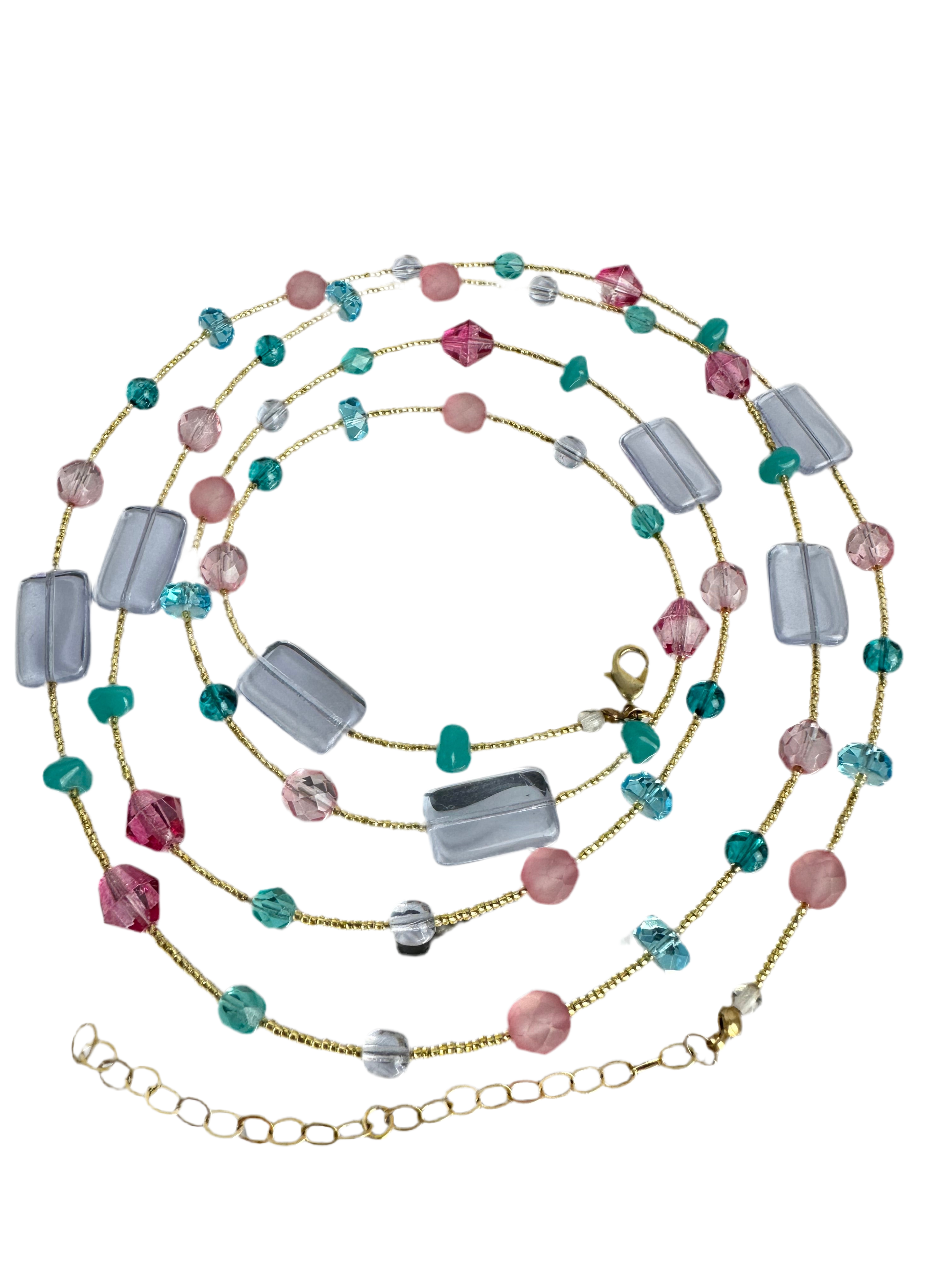 Manuela Zanvettori Multi gold pink & blue necklace