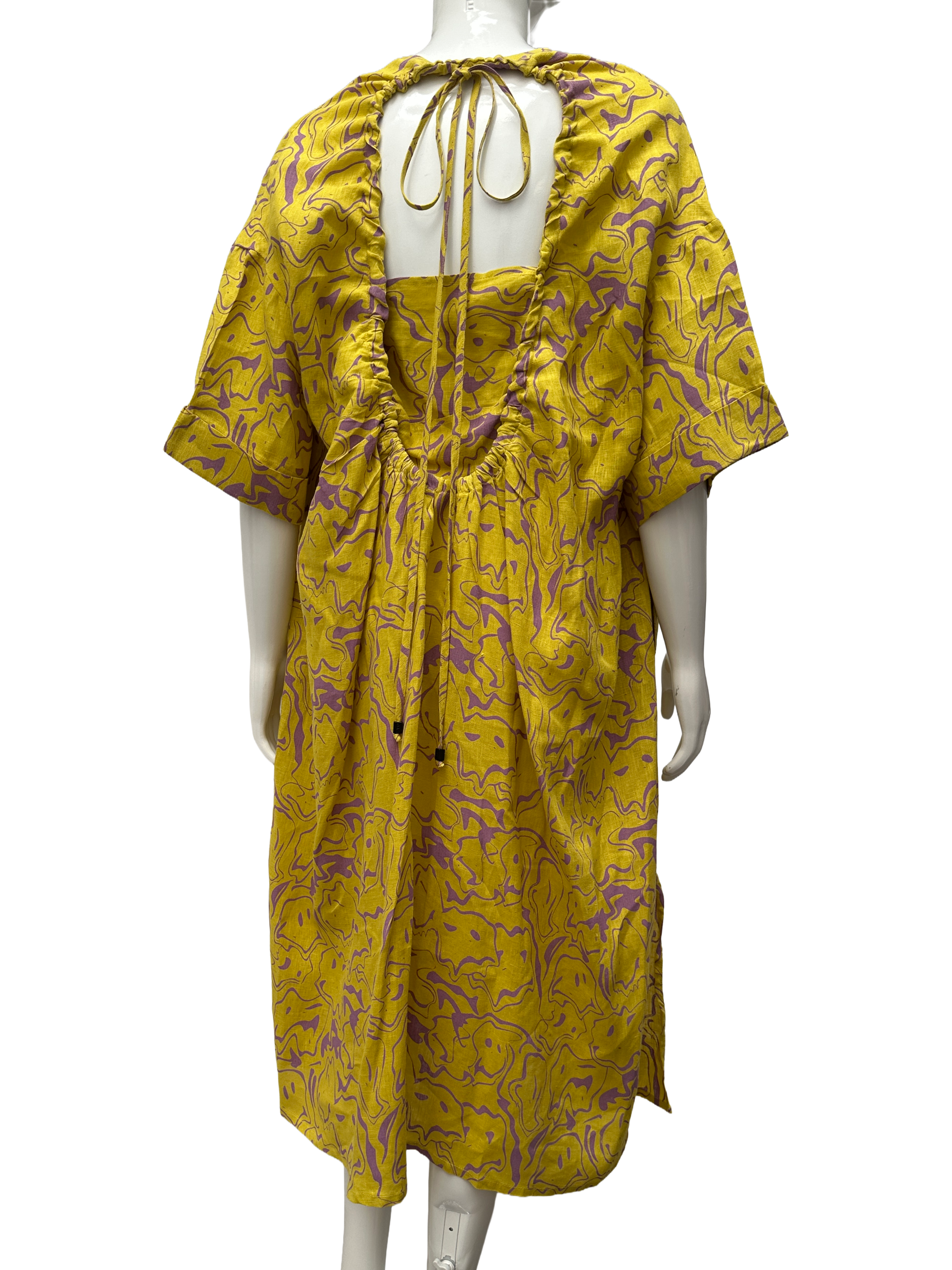 OAS yellow printed linen dress - size XS/S