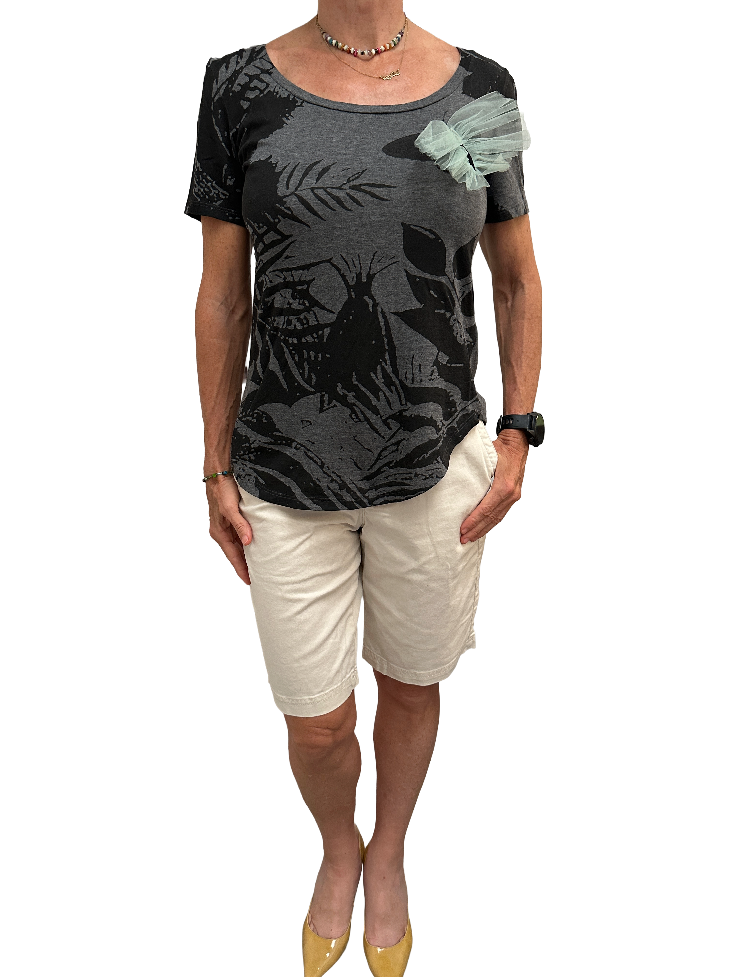Emporio Armani grey tee shirt with blue butterfly - size 38