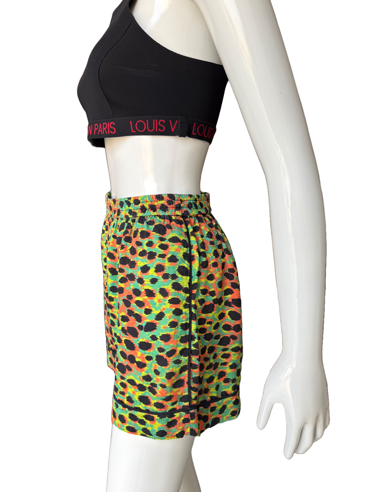 Dior green leopard and multicolor shorts - size 36