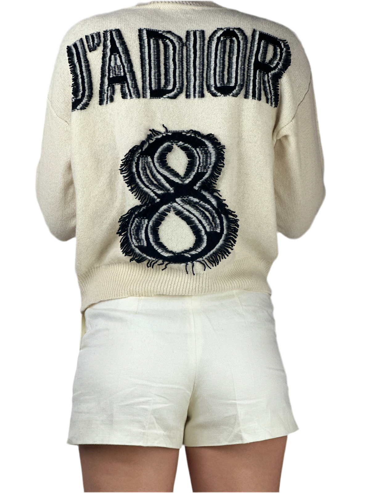 Dior white sweater with "J'adior 8" on the back - size 36