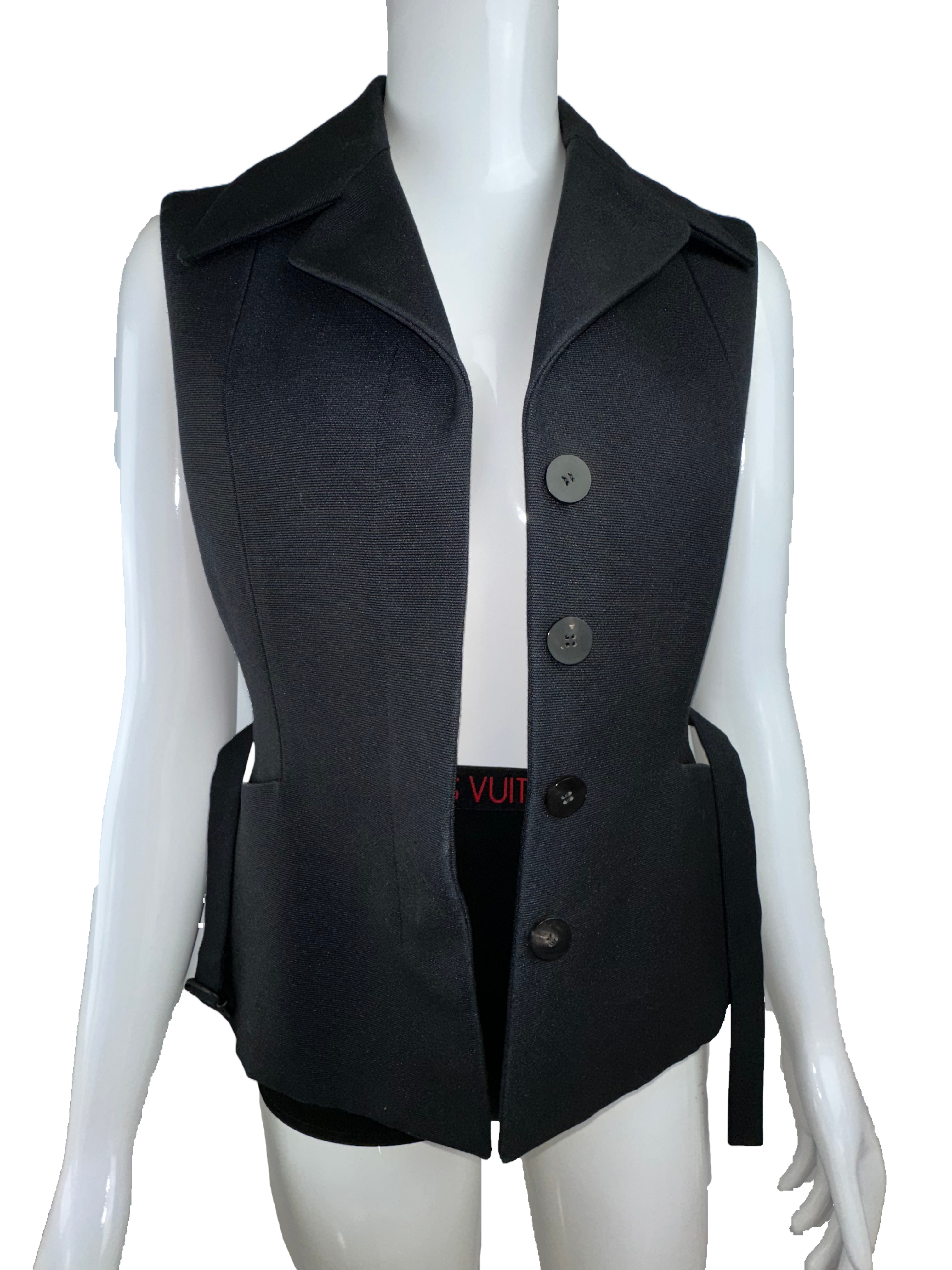 Christian Dior Bar vest jacket without sleeves 100% silk - size 34 FR