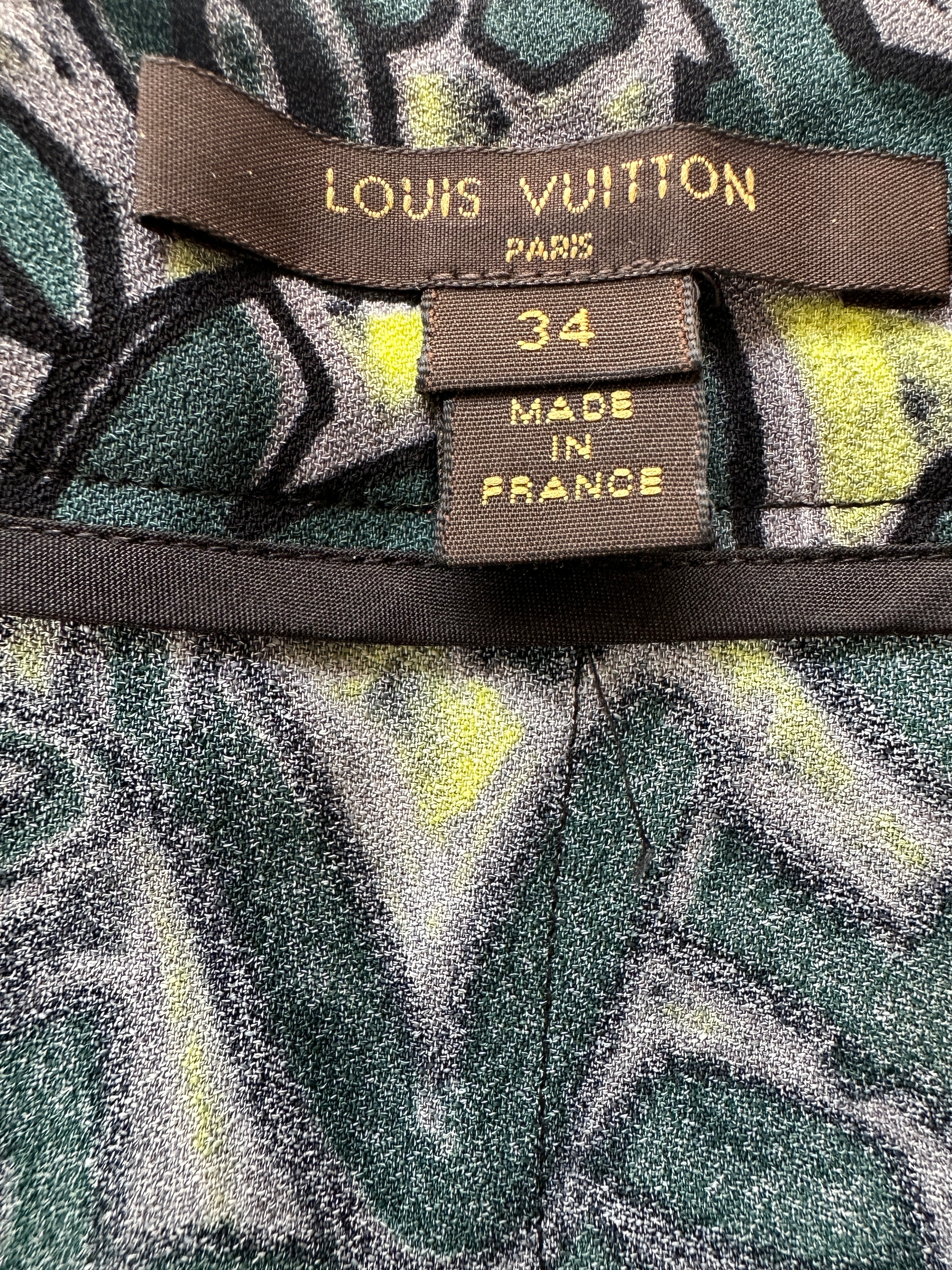 Louis Vuitton green/grey skirt with lettering - size 34