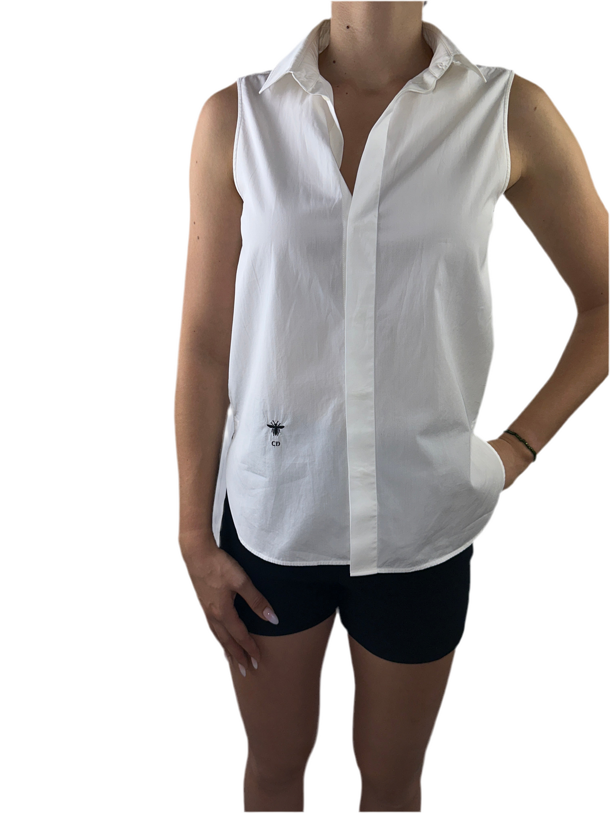 Dior white sleeveless shirt - size 36