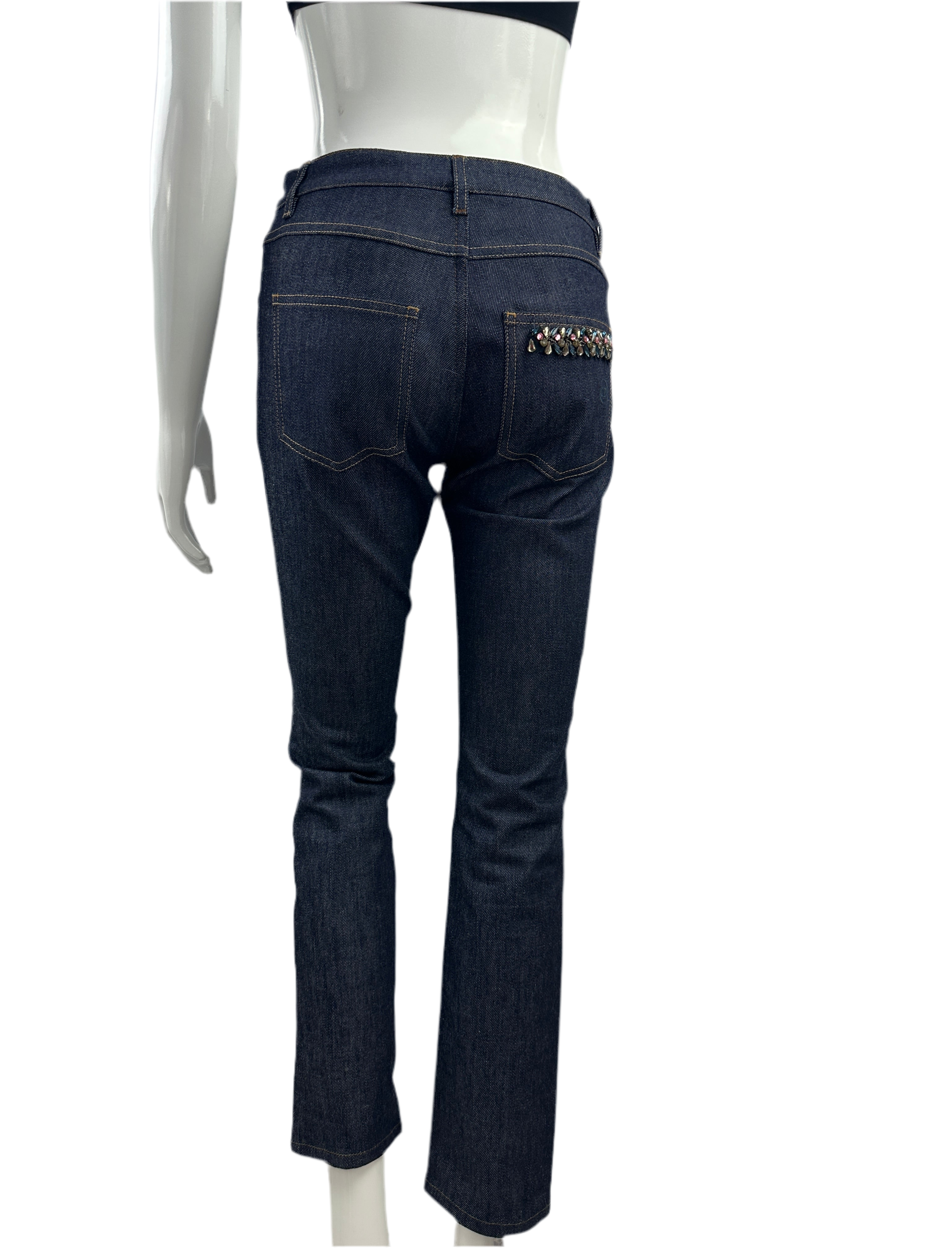 Dior straight-leg denim pants with stone detail on back pocket - size 36