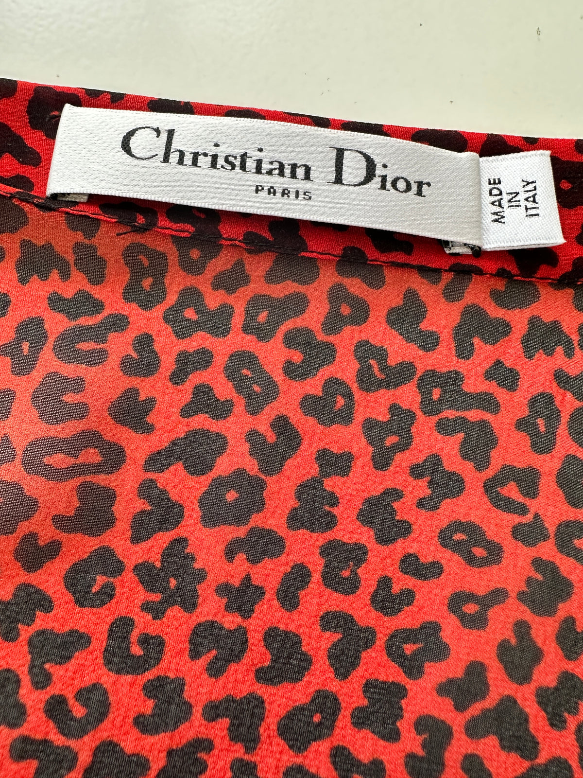 Dior red long skirt with black leopard print - size 36