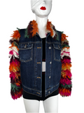 Dior denim jacket with colored wool collar and sleeve - size 36