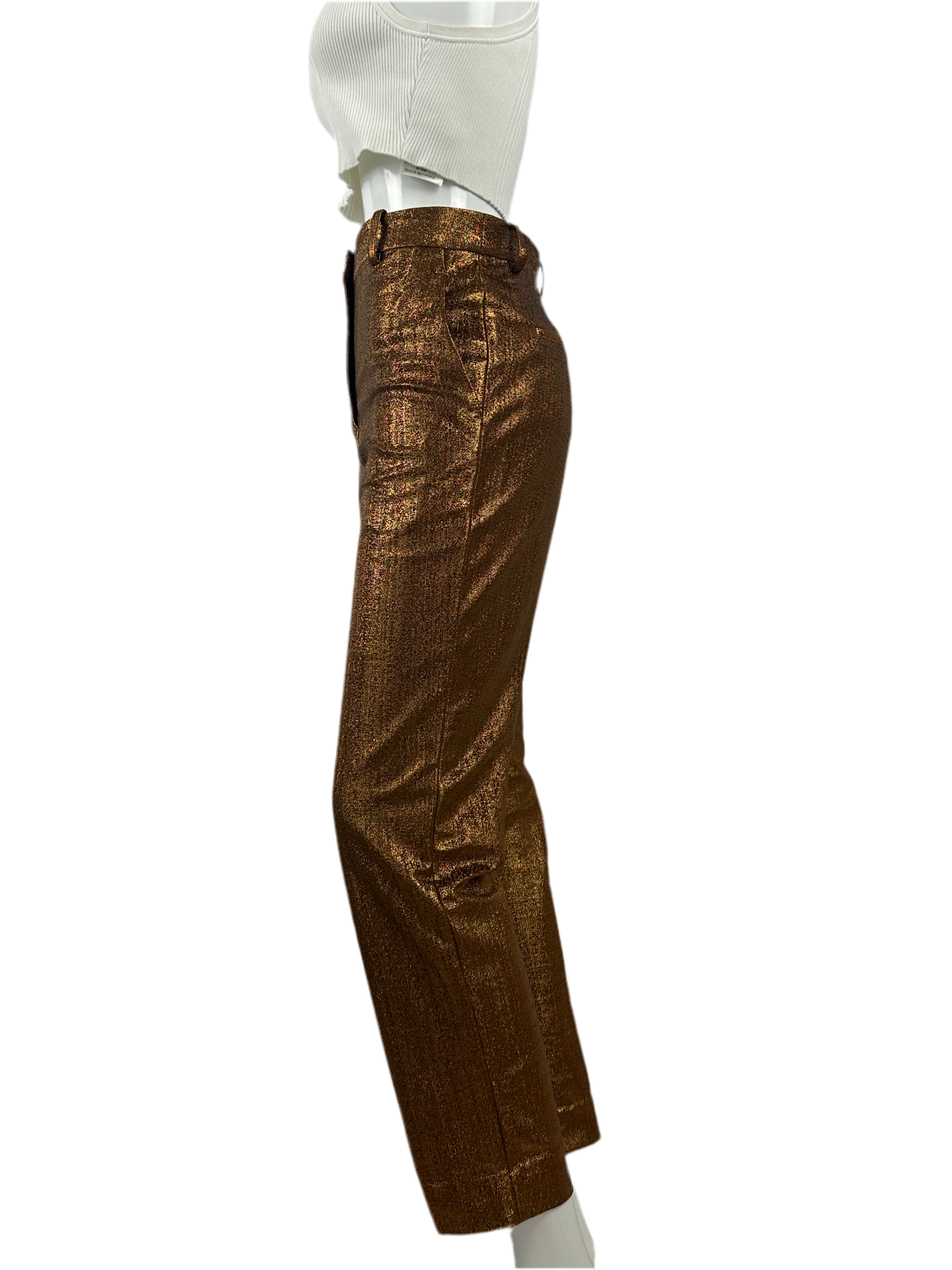 John Galliano shiny brown/gold cigarette pants - size 36